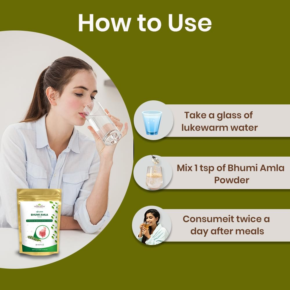 Vedikroots Bhumi Amla Powder/Churn - Organic and Pure Ingredient Extract for Healthy Liver Functioning and Digestive Strength | Enriched with Essential Nutrients