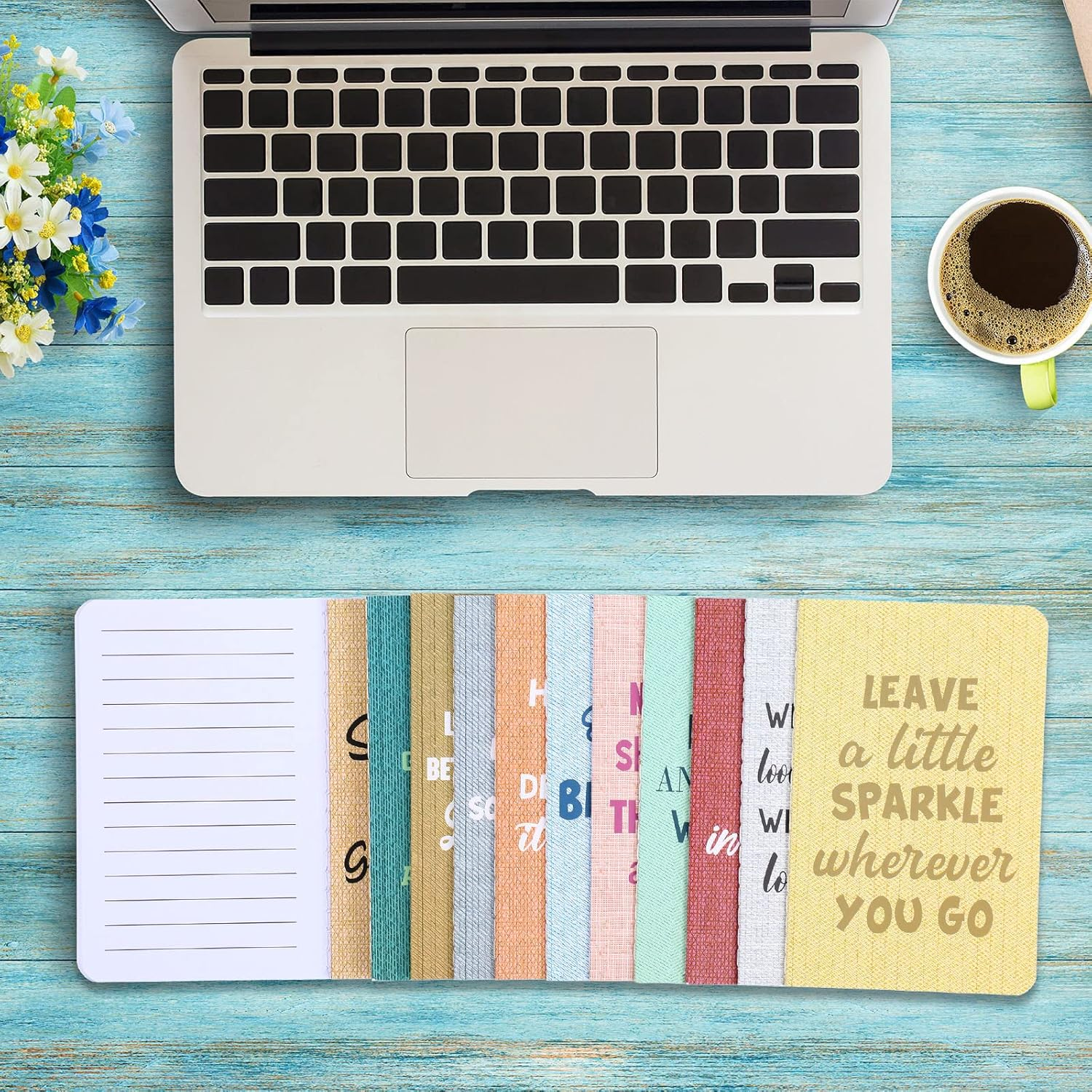 Zonon 24 Pcs Pocket Mini Notebooks Bulk Gift Christmas Mini Notebook Bulk Small Colorful Journal Christmas Onboarding Gift Motivational Notepad Journal for Teacher Office Prize(Retro Style) image number 4