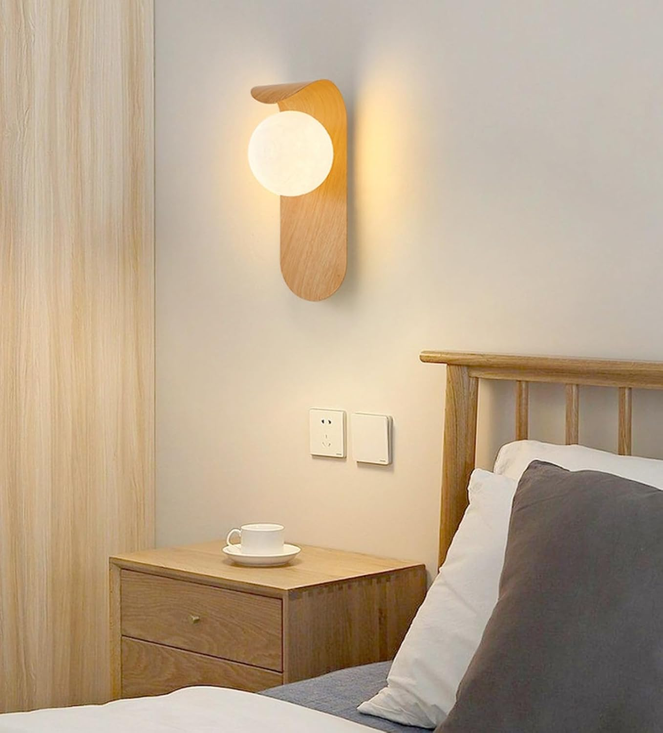 Mid Century Sconce, Modern Globe Light Fixture, Retro Industrial Farmhouse Wall Light,Indoor Mounted Lamp for Living Room, Bedroom, Bedside, Corridor (Brown) - Brown image number 4