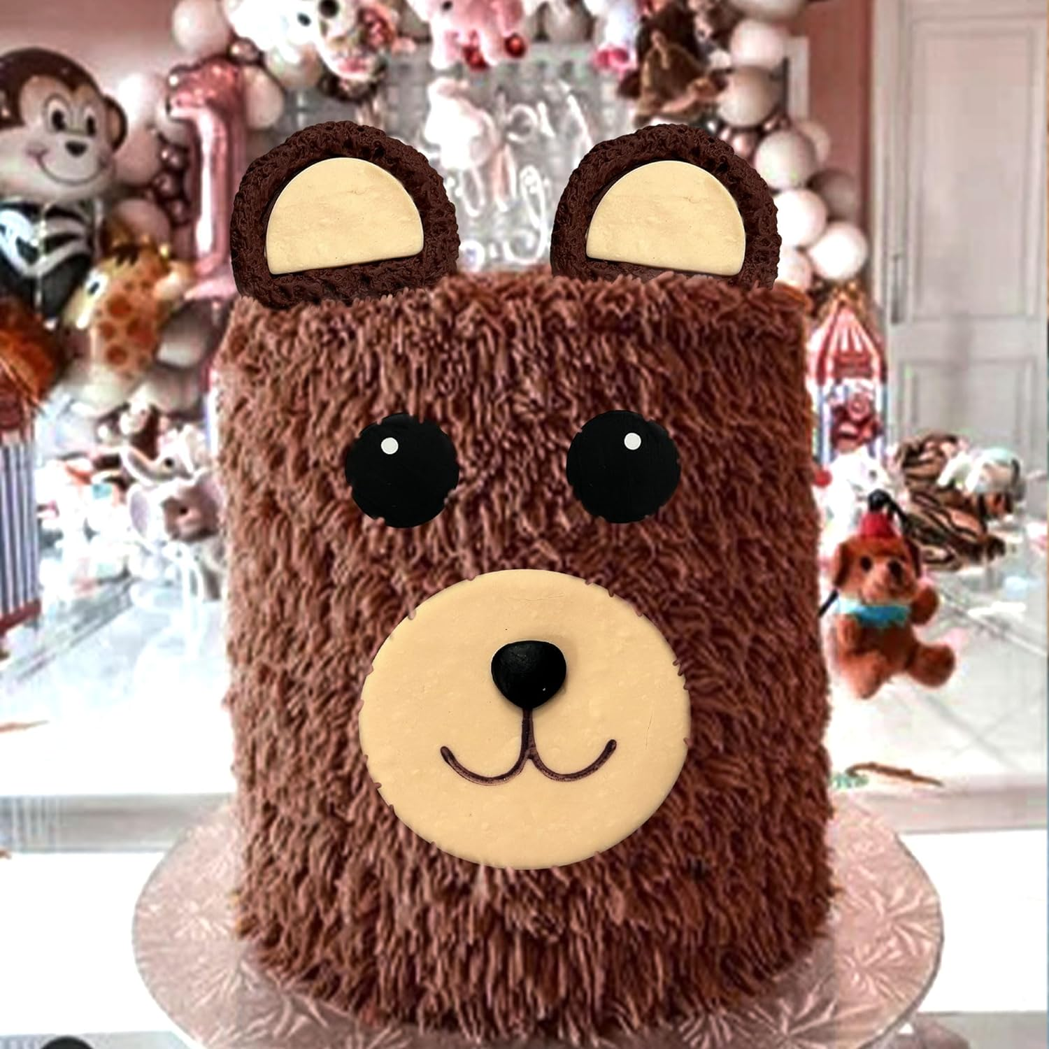 Jevenis Bear Face Baby Shower Cake Decoration Teddy Cake Topper Gender Reveal Cake Decoration Bear Baby Shower Party Supplies