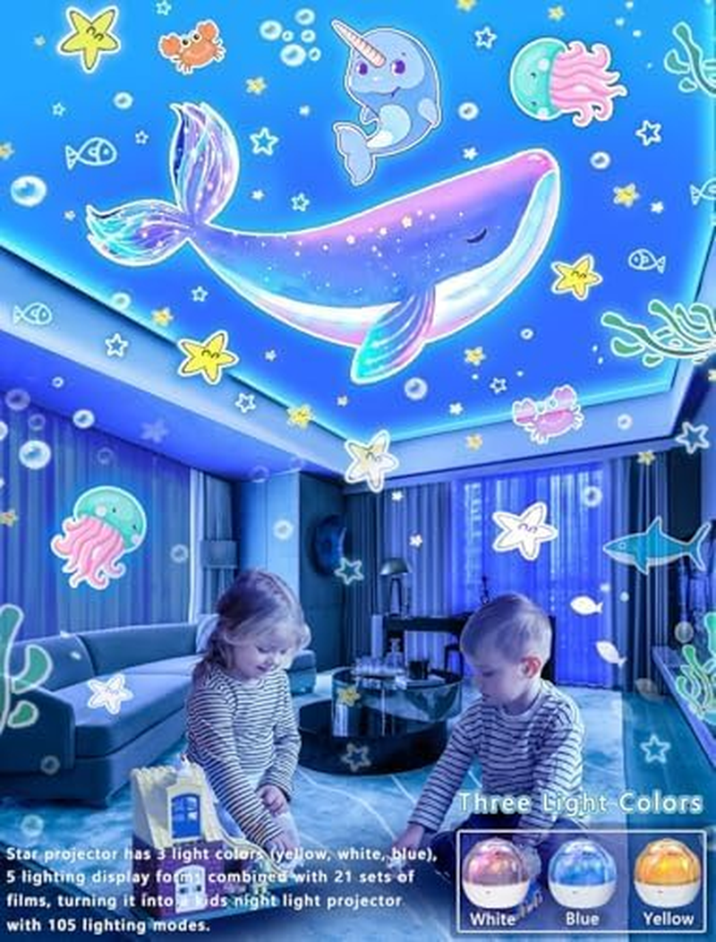 21 Sets of Films, Projector Night Light for Kids Bedroom, Ceiling, Kids Night Light Projector, Star Galaxy Projector for Baby Girls with 360&deg; Rotating, Birthday, Christmas, Nursery, Room Decor image number 2