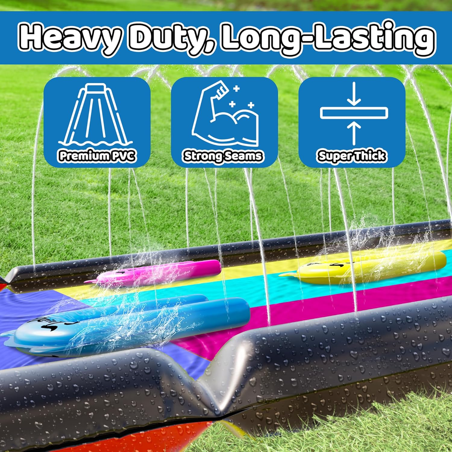 Jambo Triple Lane Slip Splash and Slide (Summer Vibes, 20' Foot)