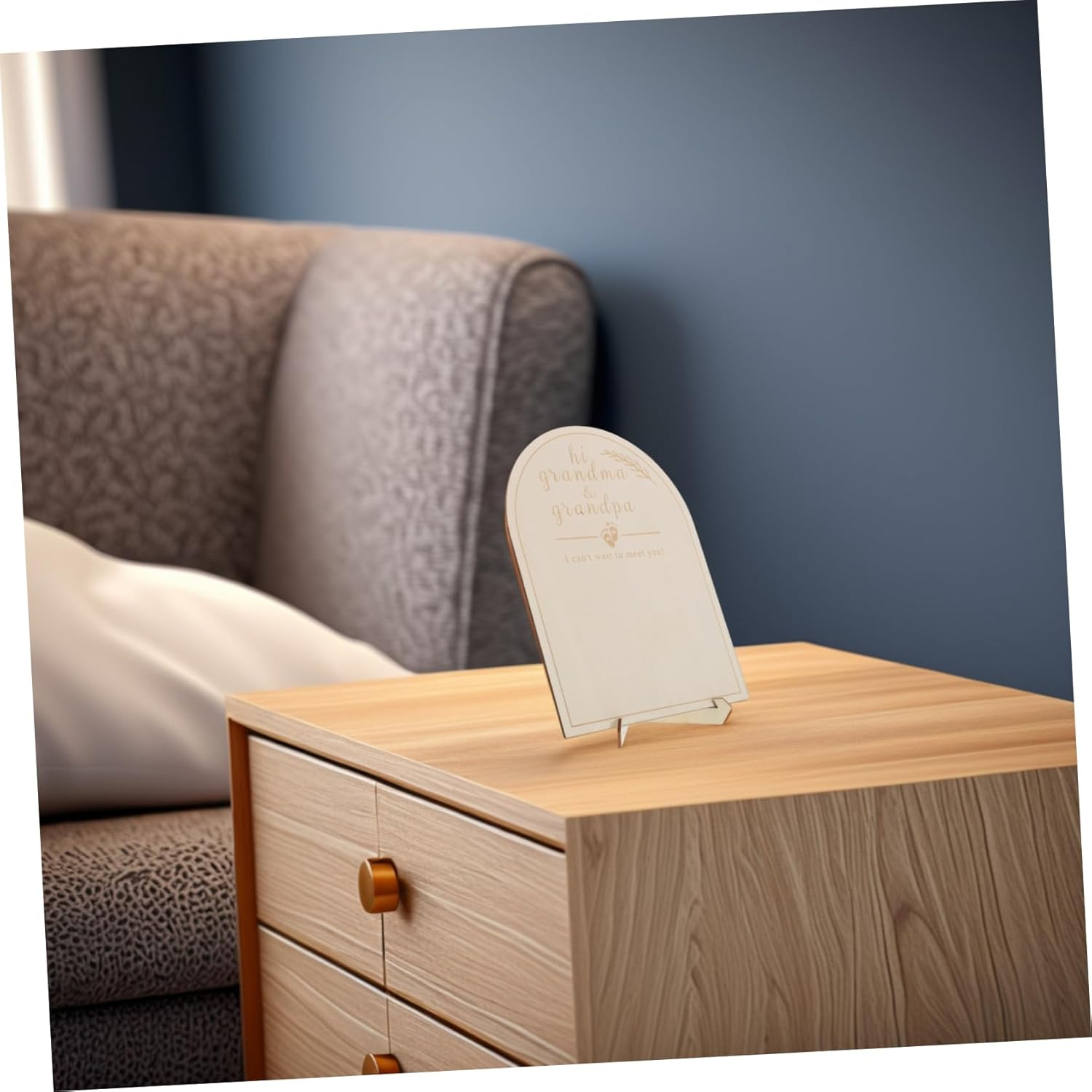 SECFOU Personalised Milestone Photo Board Wooden Announcement Sign Classic Decor for Nursery Newborn Shower image number 1