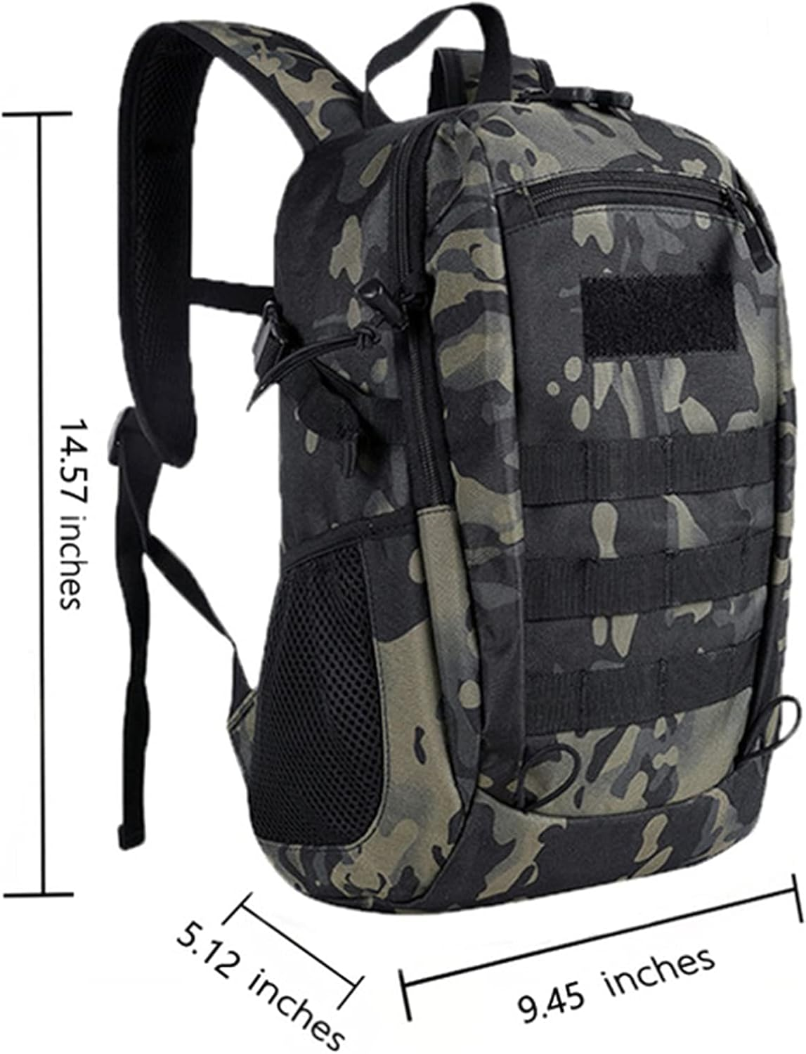 Military Tactical Daypack Molle Rucksack Student School Rucksack Men,15L Waterproof Small Backpack Sport Travel Backpacks Camping Fishing Hunting Bags,Khaki image number 2