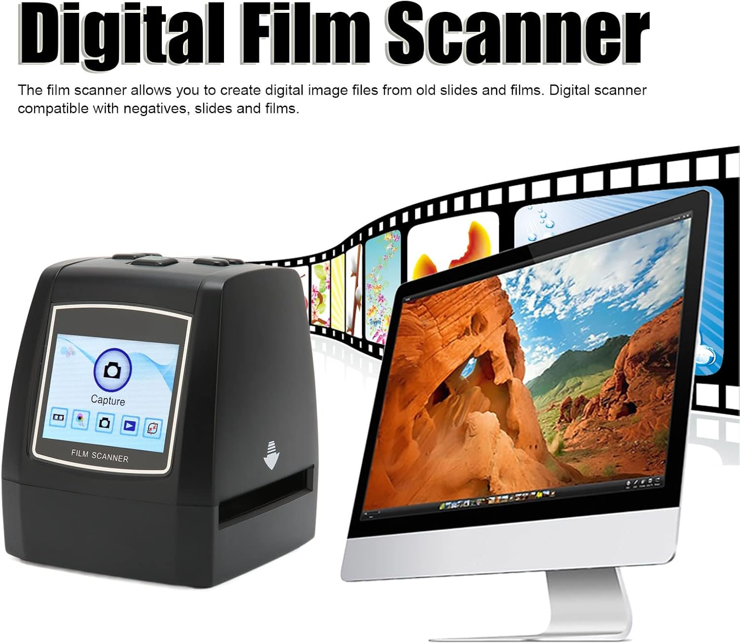 ASHATA 135Mm Film/Slide Scanner, Slide Viewer Convert 35Mm, 126Kpk,110, Supper 8 Negative Film & Slide to Digital JPEG save into SD Card, No Computer/Software Required(Uk) image number 5