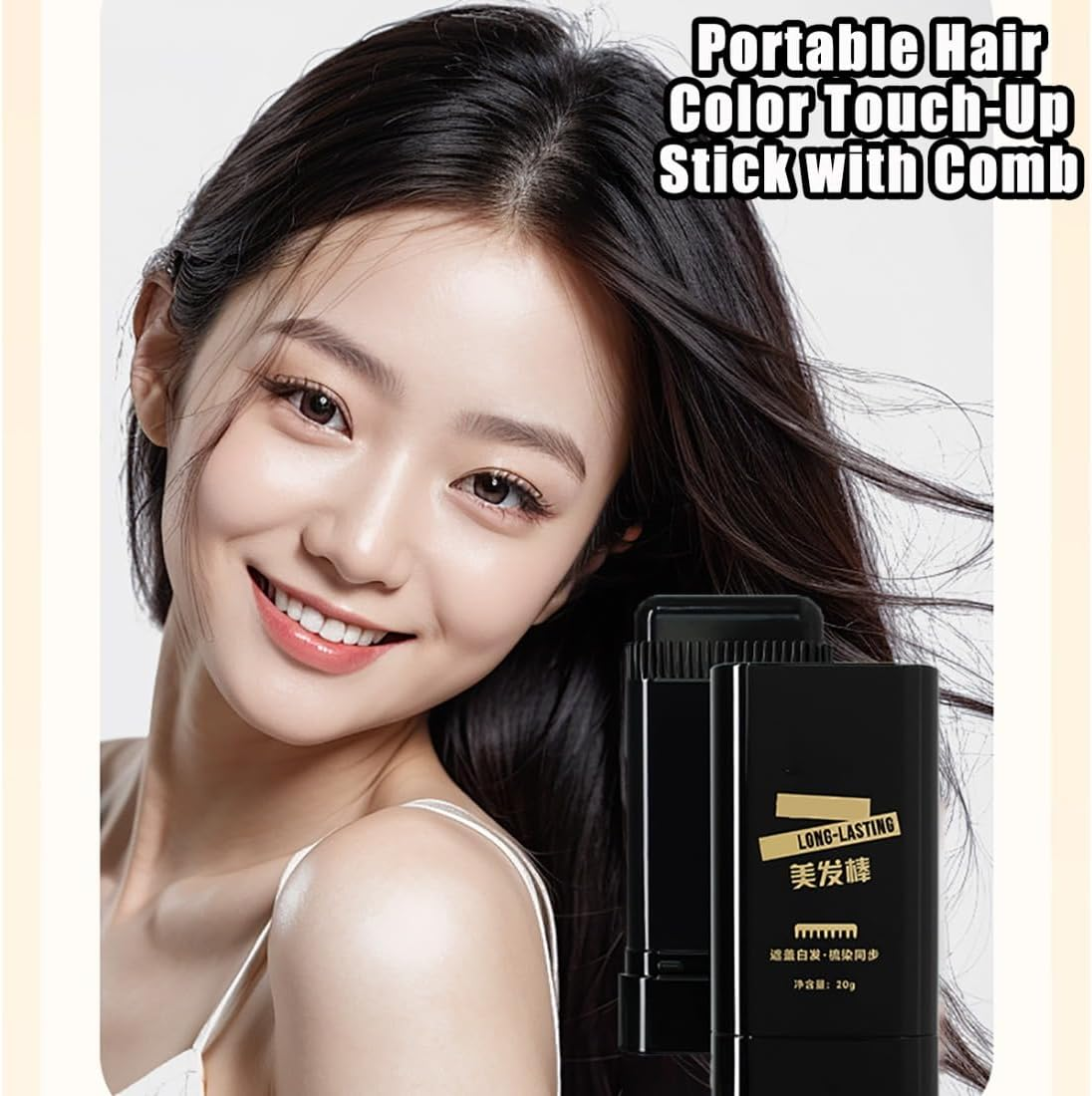 Carylook Hair Color Stick, Upgraded Waterproof and Sweat-Proof Hair Dye Stick, Portable Hair Color Touch-Up Stick with Comb, Quick and Easy Coverage (Black*1) (Black Brown*1) - Black Brown*1 image number 6