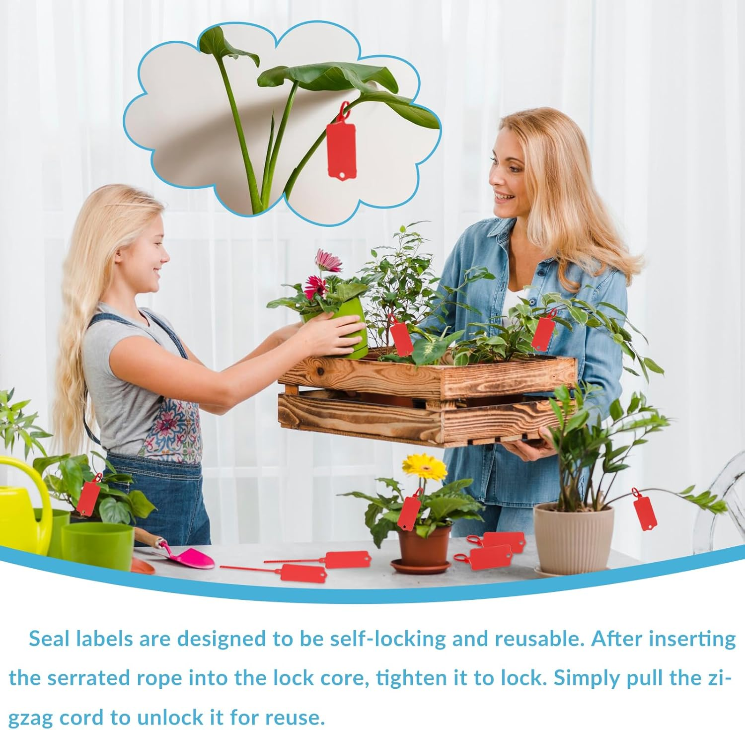 Leonbach Pack of 100 Plastic Shipping Tags, Waterproof Labels, Writable Hang Tags with Sealing Tape, Shipping Cable Ties, Label for Keys and Luggage - Red (2) image number 4