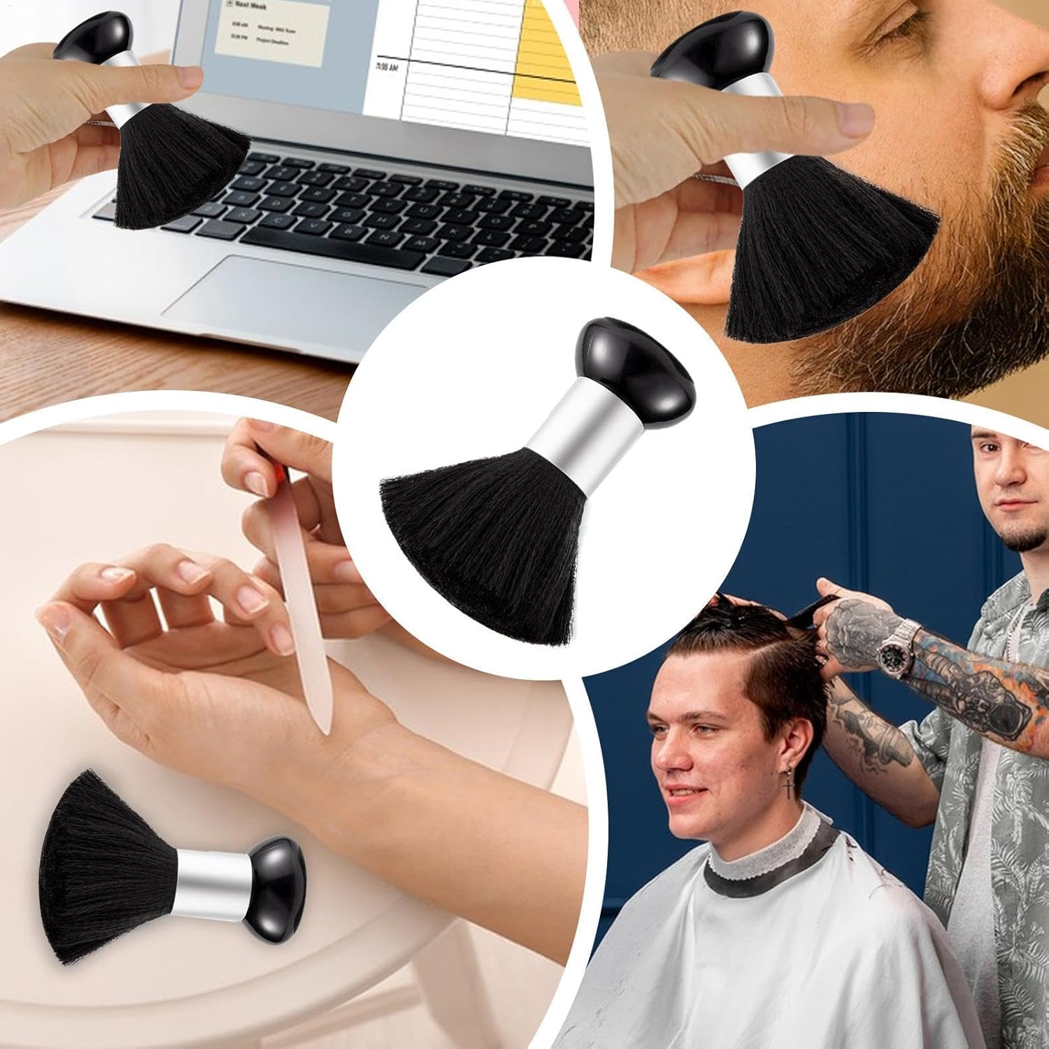 Gwtdtoad Barber Neck Duster - Dust Brush for Nails - Soft Nylon Bristles, Nail Tool, Professional Barber Face Cleaning Hairbrush for Salon, Home Use image number 5