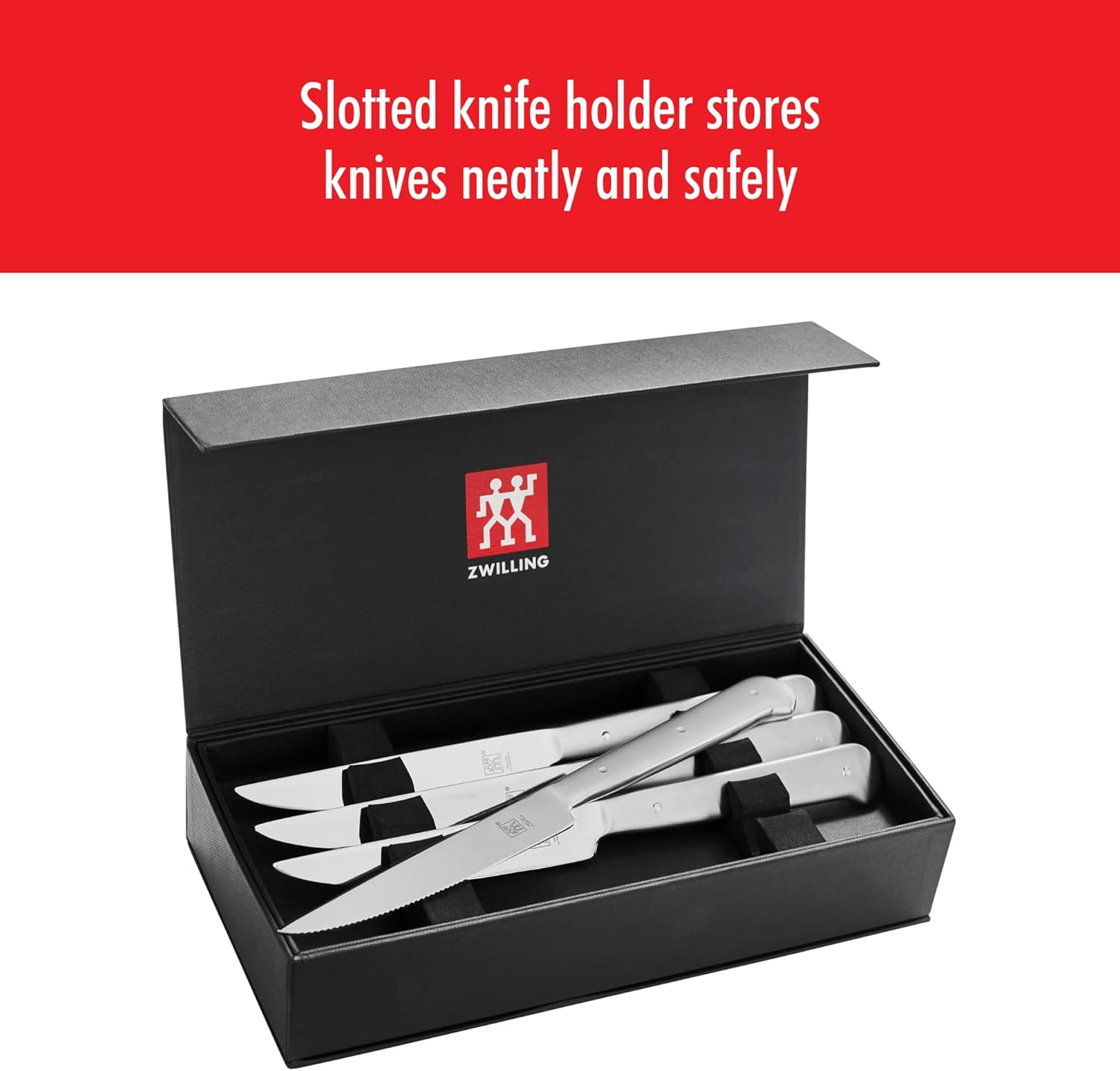 ZWILLING Porterhouse Razor-Sharp Steak Knife Set of 8 with Black Presentation Case, Gift Set, Silver image number 3