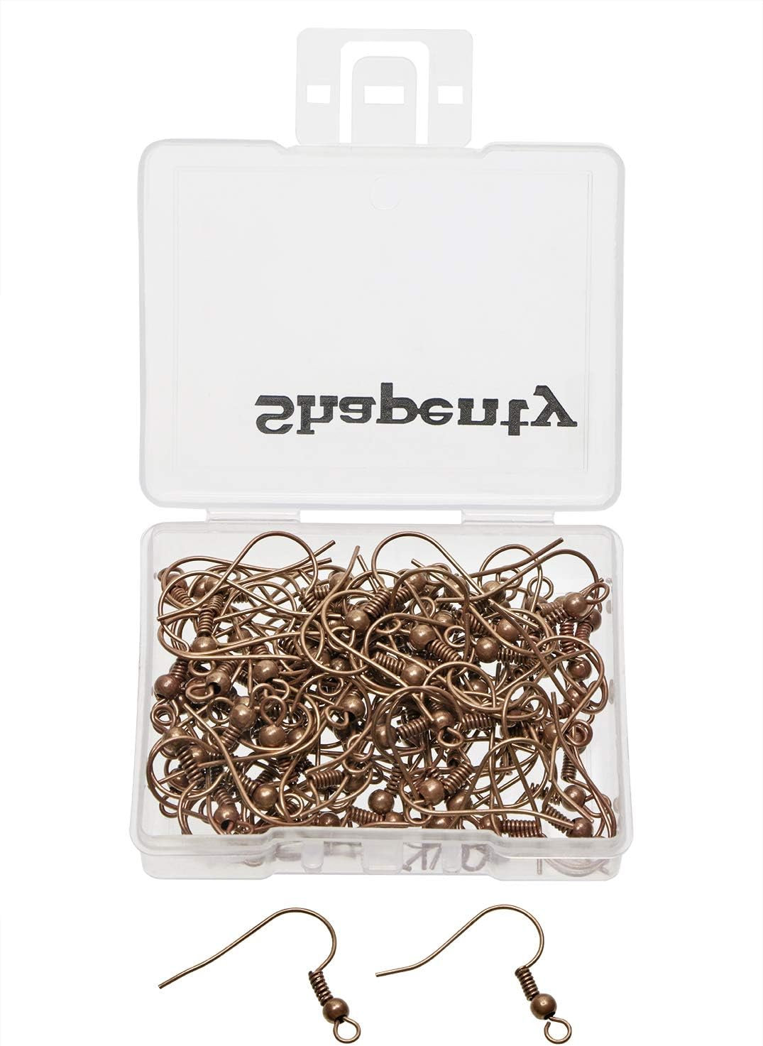 Shapenty Surgical Brass Ball Coil Fish Earring Hooks Clasp Hypo-Allergenic Ear Wire Bead Connector Hooks with Large Loop for DIY Jewelry Finding Making, 100Pcs/50Pairs Silver