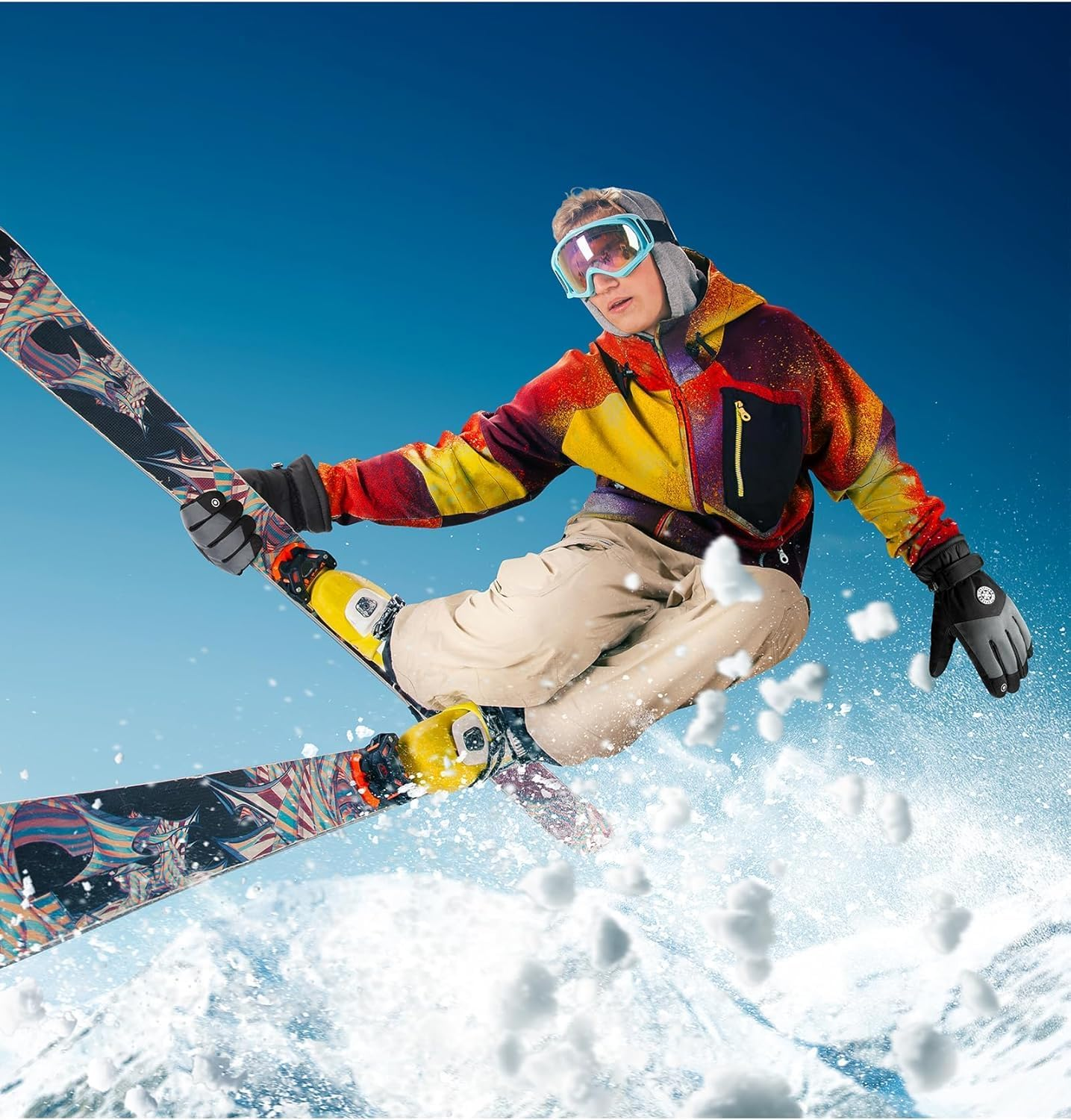 Ski & Snow Gloves, Waterproof Touchscreen Cold-Weather Gloves with Thermal Insulation for Skiing, Snowboarding, Cycling, Hiking - Unisex Windproof Hand Warming image number 4