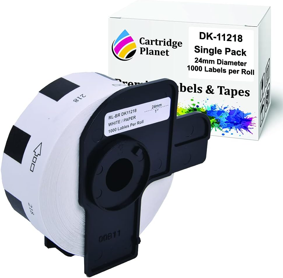 Cartridge Planet Compatible Label Roll for Brother DK-11218 DK11218 24Mm Diameter 1000 Labels per Roll for Brother QL1050 QL1050N QL1060N QL1100 QL1110NWB QL500 QL550 QL570 QL580N QL650TD QL700 QL720NW QL800 QL810W QL820NWB Label Printer