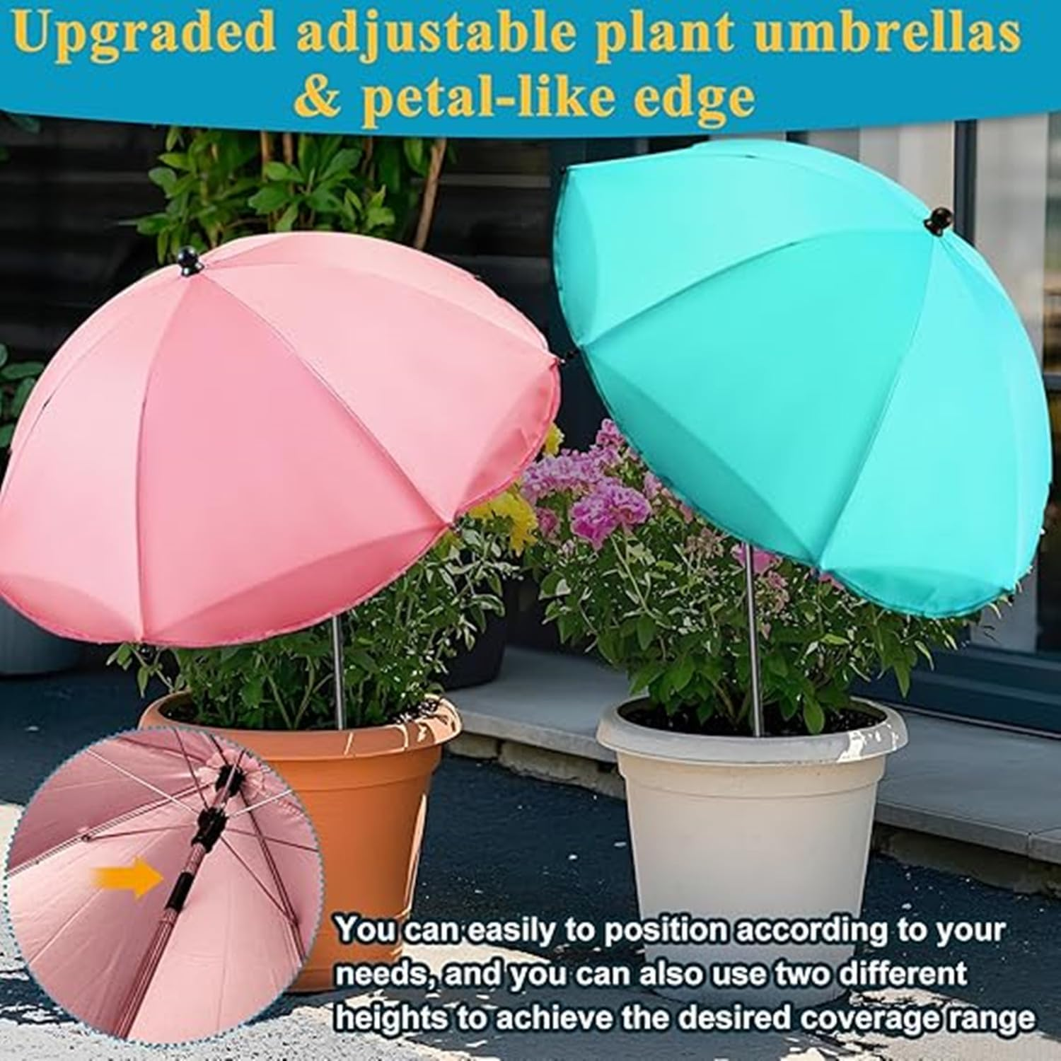 Upgraded Umbrellas for Outdoor Plants, 26" Larger Garden Plant Umbrella Shade with Adjustable Angle, 43.4" Higher Sun Shade for Plants, Potted Plant, Garden Beds image number 5