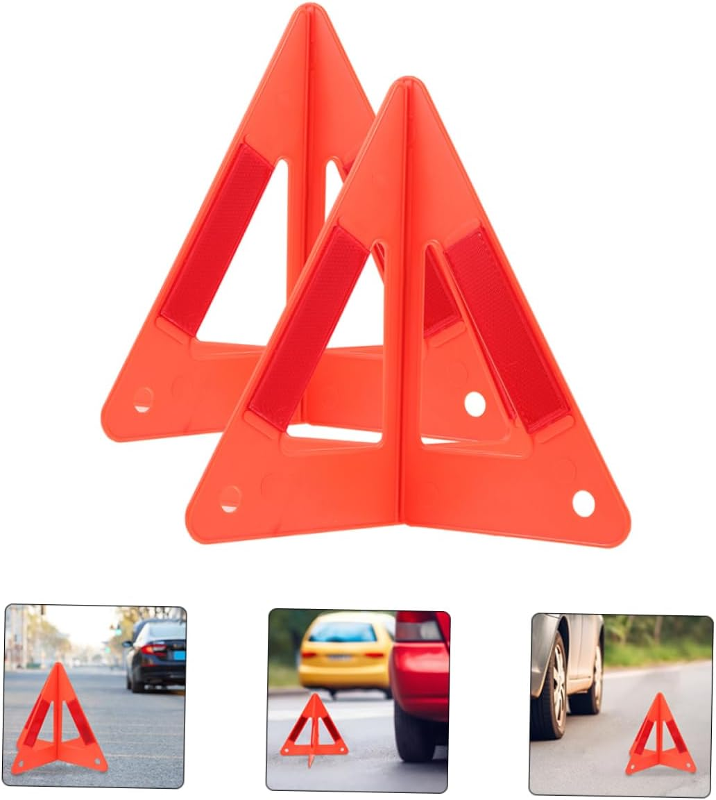 Happyyami 3Pcs Reflective Emergency Safety Triangles Vehicle Warning Triangles Foldable Roadside High Visibility Safety Signs for Car Breakdown and Highway Use image number 1