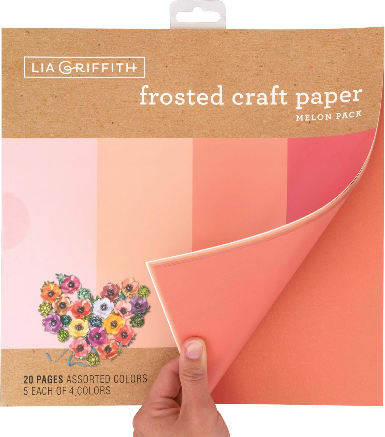 Lia Griffith Frosted Craft Paper, 12" X 12", Melon Pack 20 Sheets image number 5