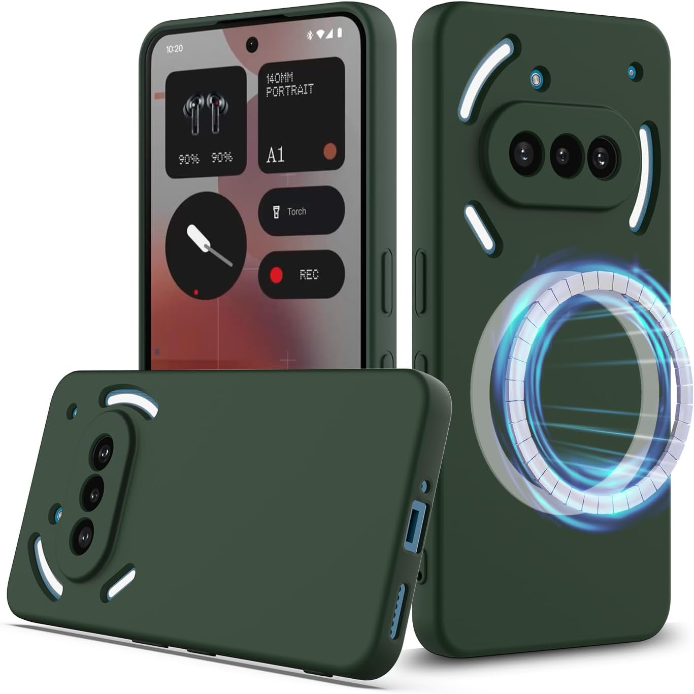 BRAND SET Case for Nothing Phone 3A Pro, Magnetic Silicone Case, Shockproof and Scratch-Resistant, Mobile Phone Case with Microfibre Lining for Nothing Phone 3A Pro Case (Dark Green)