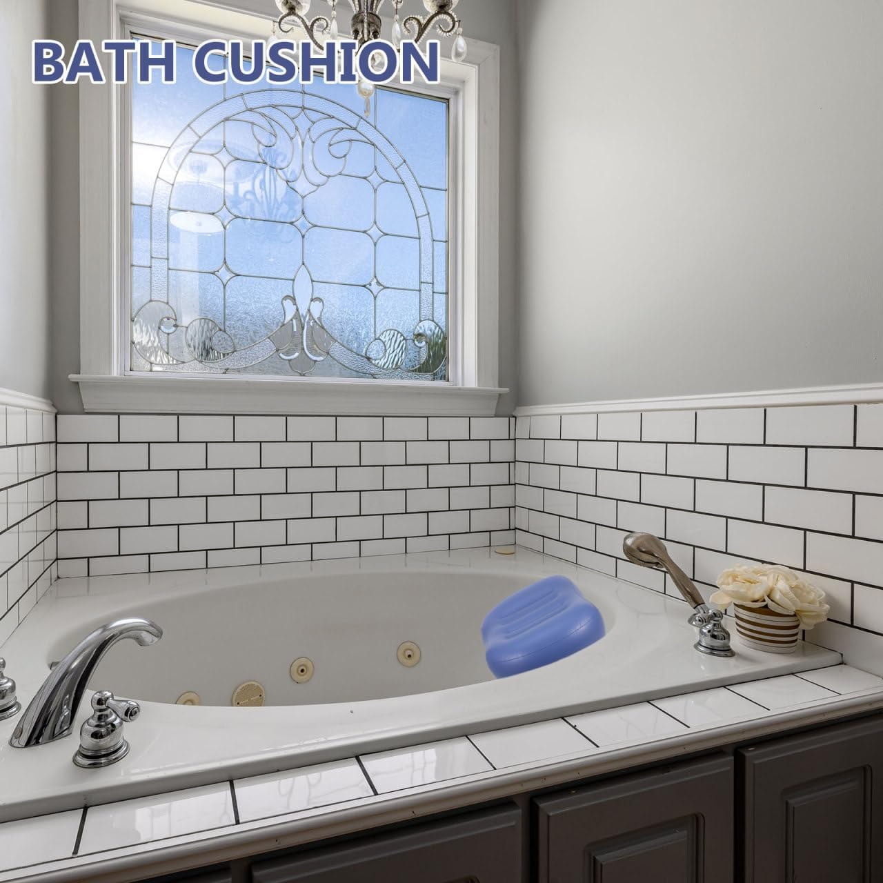 Ipetboom Bathtub Cushion Pillow - 1Pc Inflatable Tub Suction Pillow for Hot Tub Comfortable Headrest Portable Bath Relaxing Spa Seat Pad - 43X38X13Cm image number 3