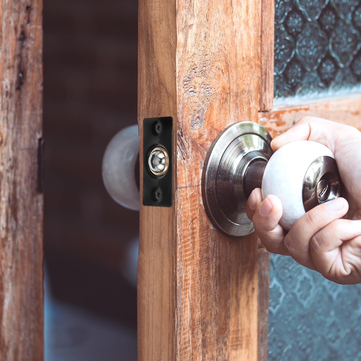 Ciieeo 4Pcs Adjustable Stainless Steel Ball Roller Catch Door Latches with Copper Ball Silent Door Tension Hardware for Interior Cabinet And