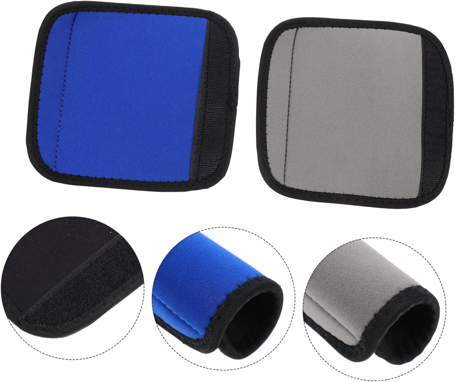 LALADEFIEE 2Pcs Neoprene Luggage Handle Wraps Travel Identifiers Markers Durable Protection for Suitcases Easy Installation Grey Blue Colors image number 2