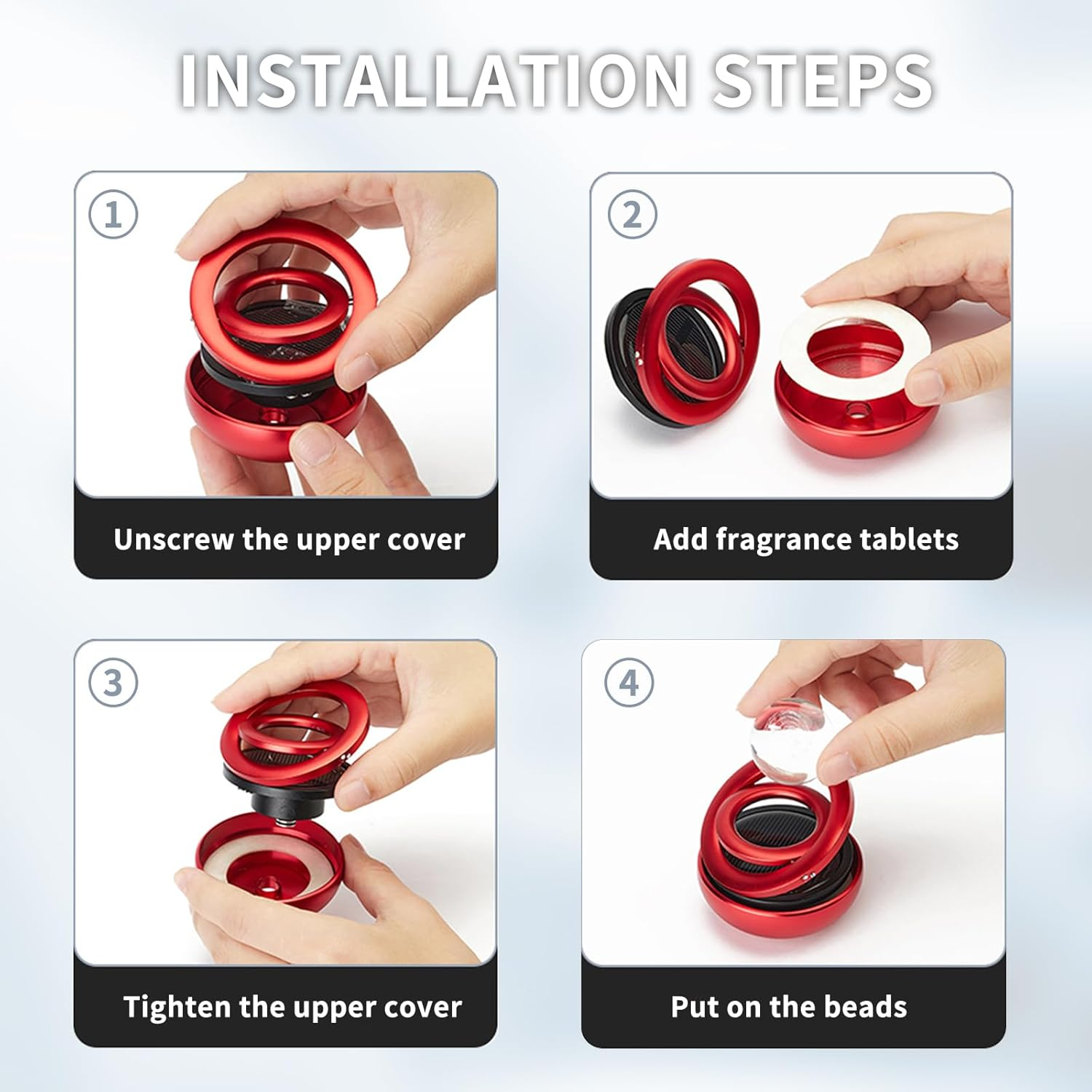 Kwak'S Car Air Freshener Solar Energy Air Purifier for Car Interior Autorotation Decoration Accessories(Black) - Black image number 1