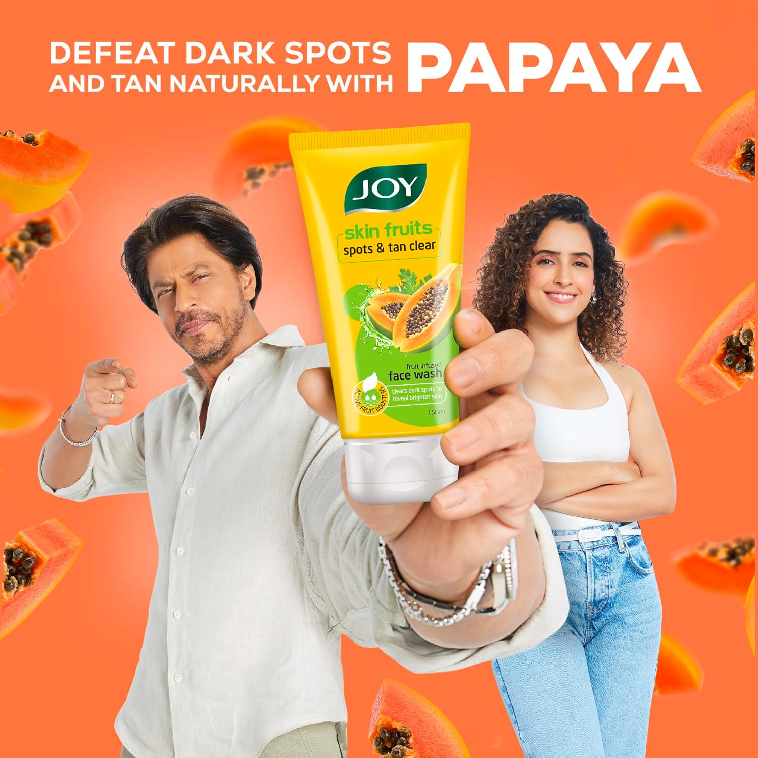Joy Skin Fruits Spots & Tan Clear Face Wash | with Real Papaya Extracts & Active Fruit Boosters | Exfoliates and De-Tans Skin | Papaya Face Wash for Normal to Dry Skin | Pack of 2 X 100 Ml image number 1