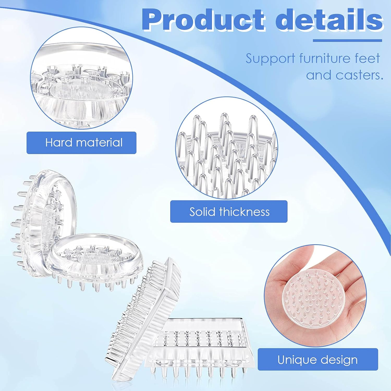 Carpet Protector Spiked Plastic round and Square Comfortable Touch Caster Cup Spiked Furniture Cup for Sofas, Tables, Chairs Offices Bookcases Other Furniture (12) image number 3