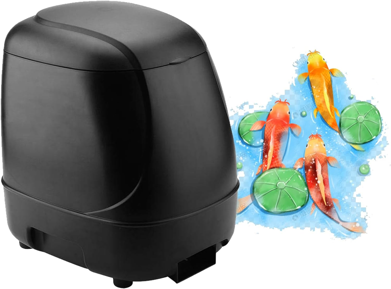 TEMU-SC 4.5L Pond Feeder, Automatic Fish Feeder for Pond, Automatic Koi Fish Feeder for Pond Outdoor, Fish Feeder Automatic Dispenser(Battery Powered)