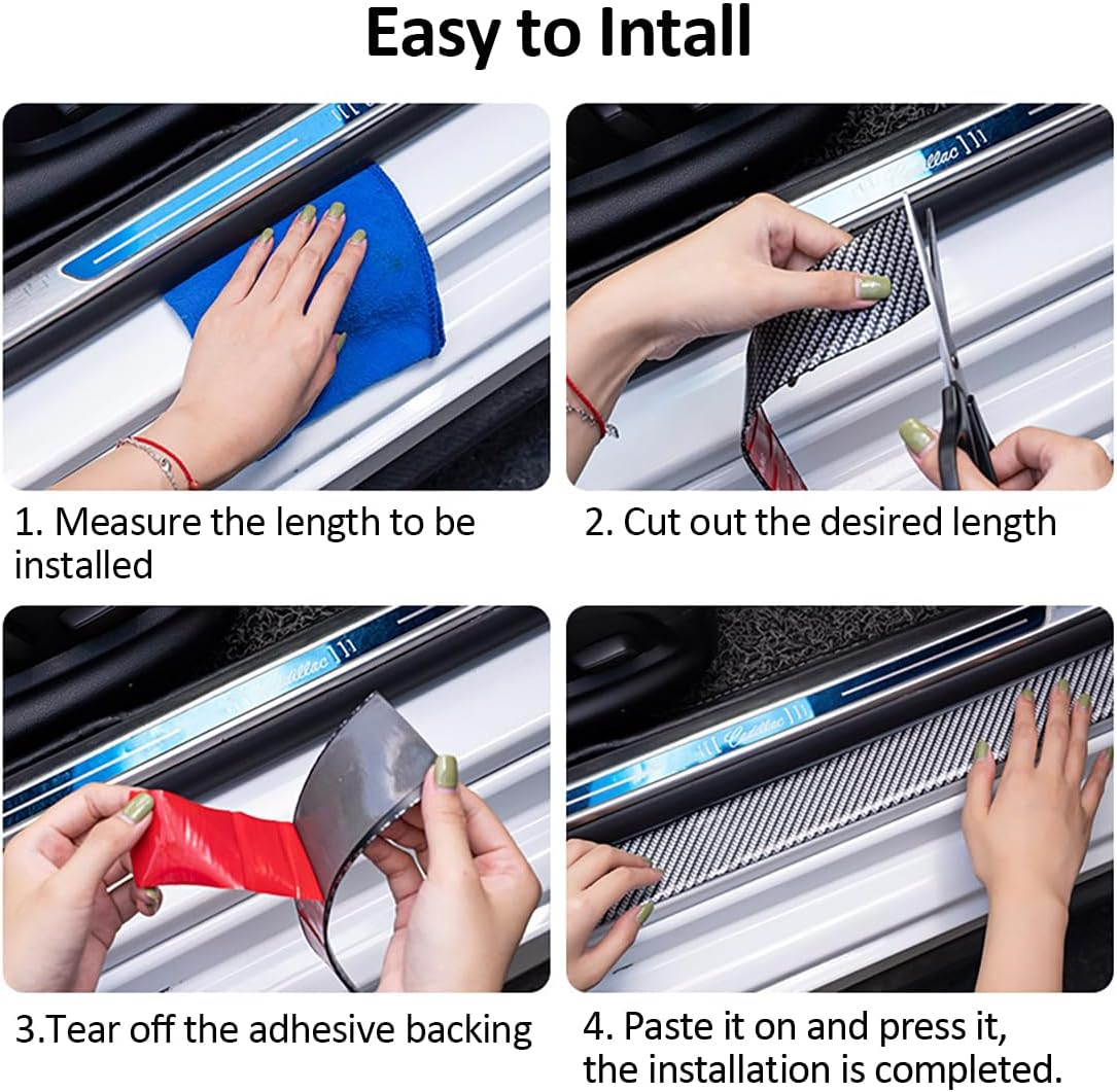 Car Door Sill Protector,2 in X 118 in Anti-Scratch Car Door Edge Guards,Automotive Anti-Collision Strip for Door Edge,Front and Rear Bumper,Door Sill Protector image number 2