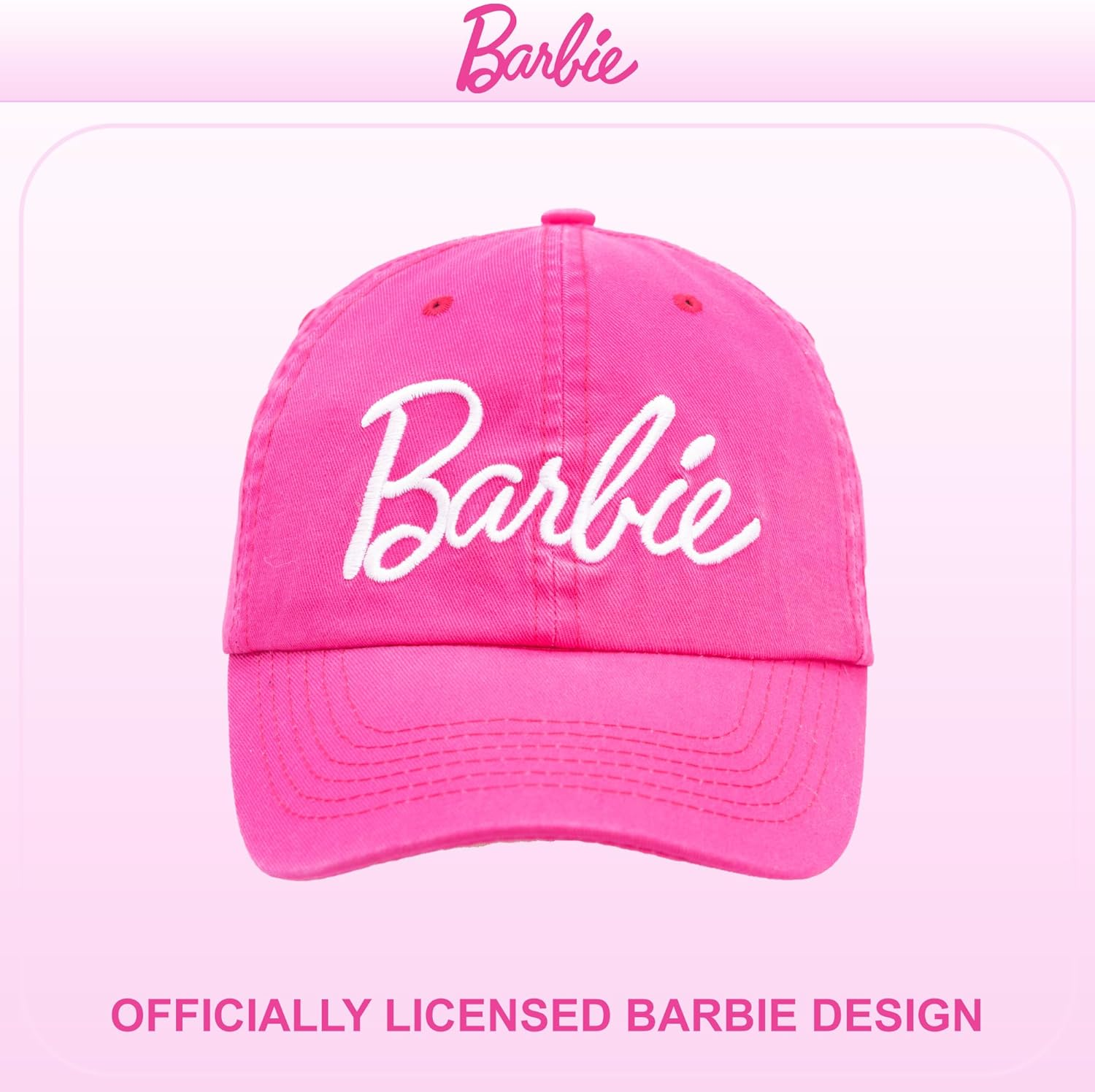 Barbie Baseball Cap for Women &ndash; Soft Cotton Womens Cap with Curved Brim &ndash; Adjustable Snapback Hot Pink Baseball Cap - Light Pink image number 4