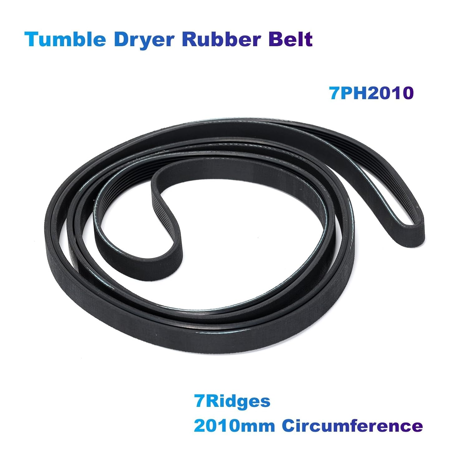 Tumble Dryer Rubber Belt 7Ph2010(7Ridges,2010Mm Circumference,12Mm Width) 480112101469/C00311014 Compatible with Whirlpool/Hotpoint image number 1