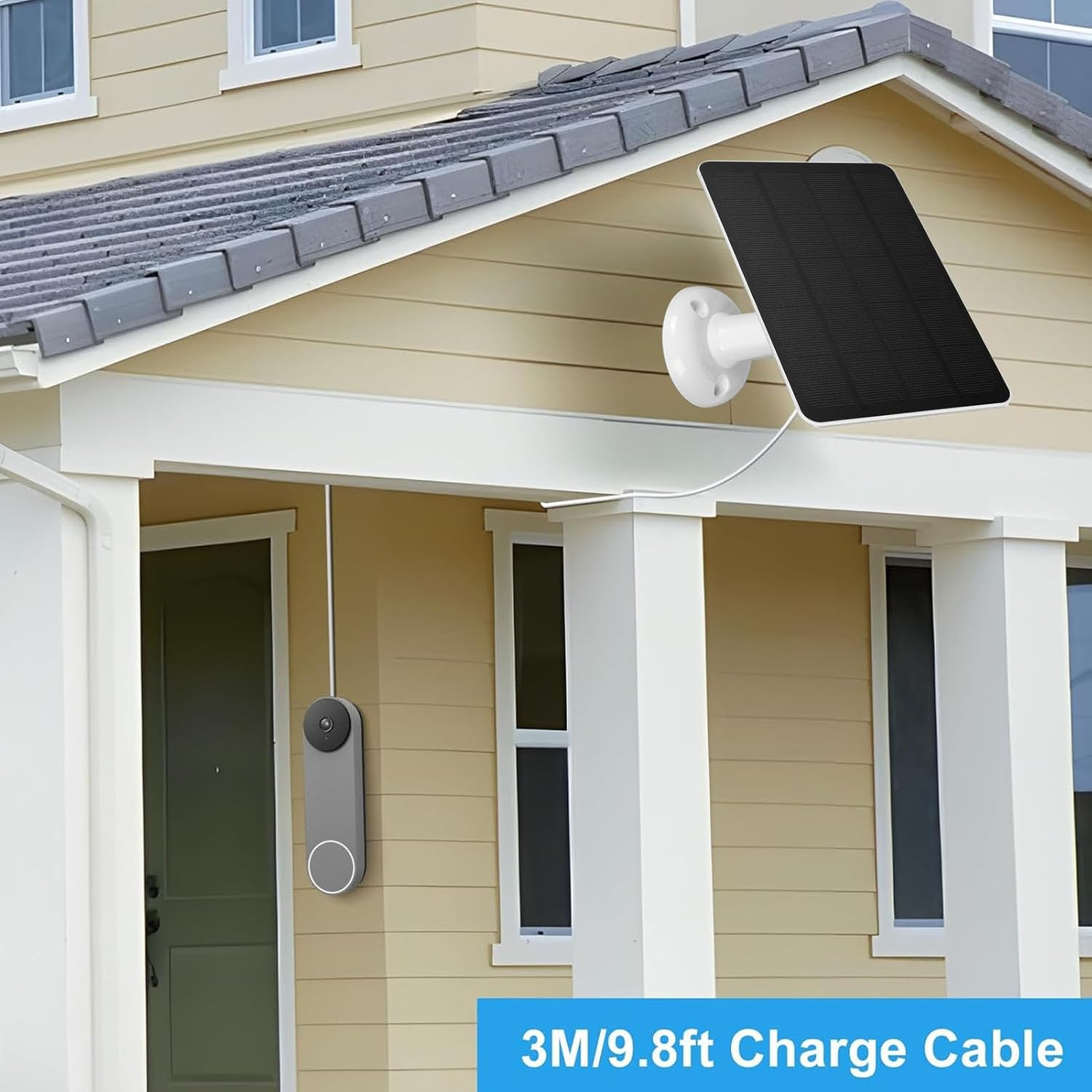 Solar Panel for Doorbell, Solar Compatible with Nest Doorbell (Battery), for Ring Video Doorbell, Doorbell 2K Camera, 360 Degree Adjustable, 9.8 Feet Charging image number 6