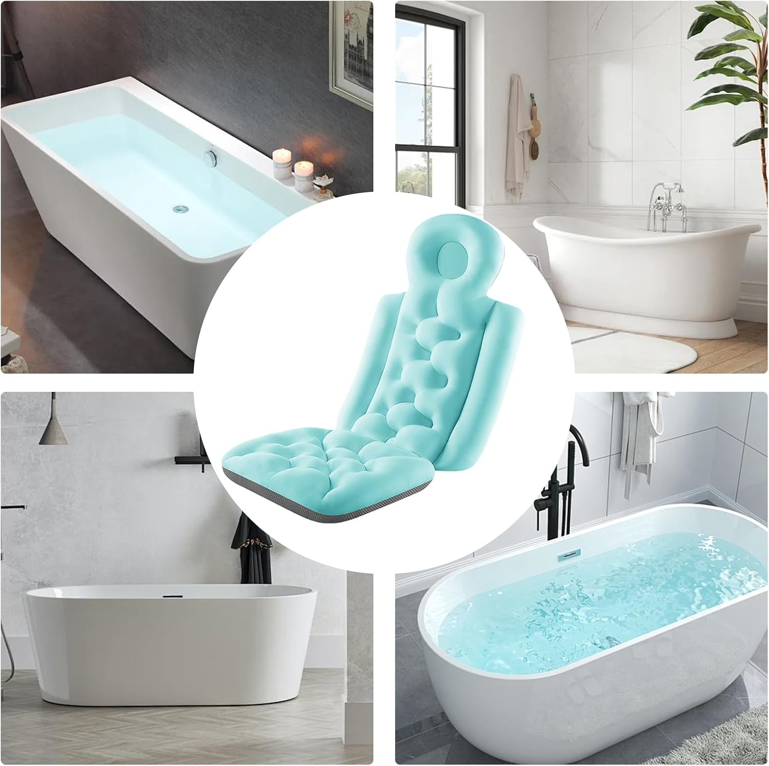 Full Body Bath Cushion Back Cushion 93 X 40 Cm Thick Full Body Bath Cushion Mat Cushion for Bathtub Headrest Neck Shoulder Supports Relaxation Spa for Immersion in the Bath image number 3