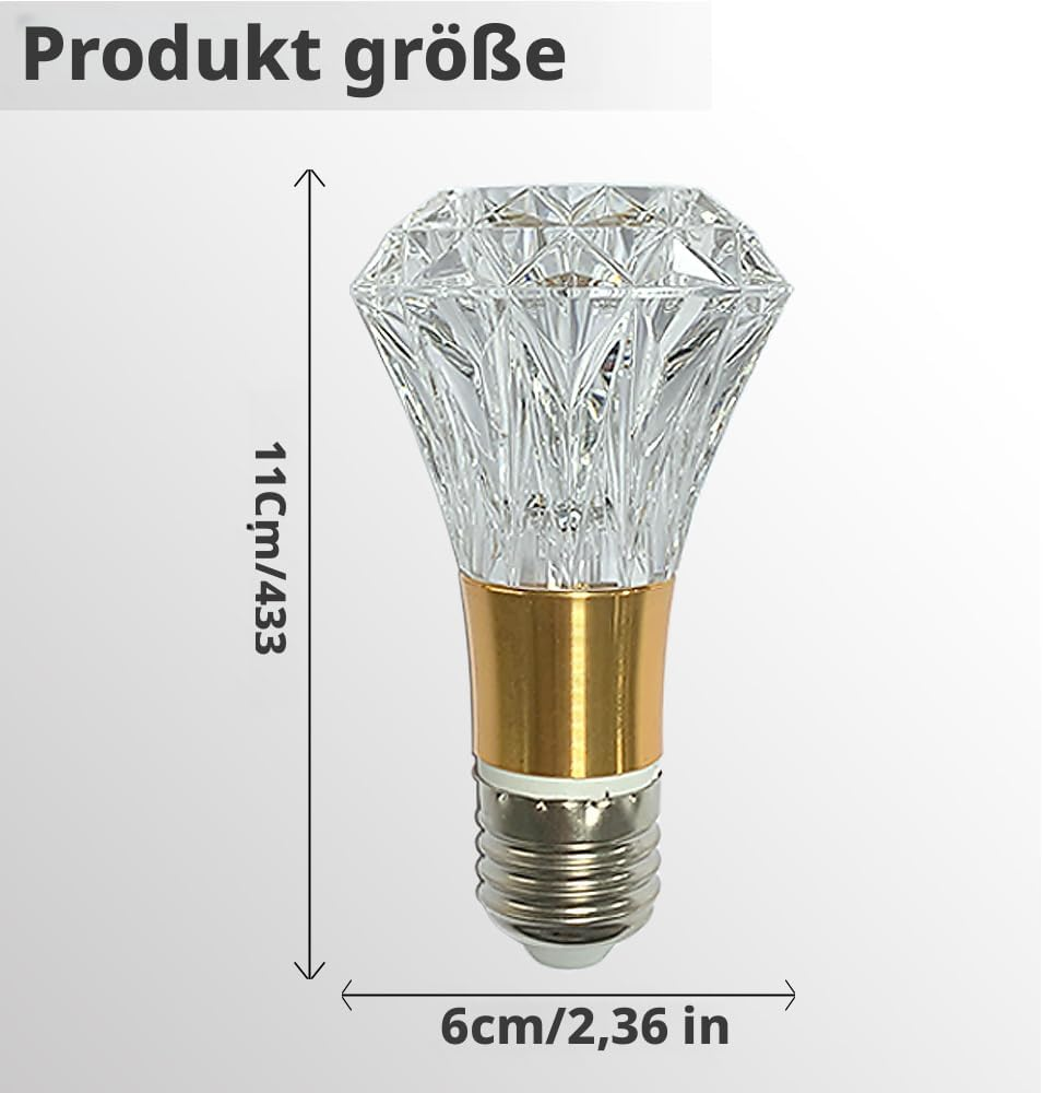 Linqzxz Acrylic Crystal Light Bulb 5W Edison Screw 85-265V, Warm Light 3000K, E27 Base Professional Decorative Bulb (1 Piece E27-B009) image number 2