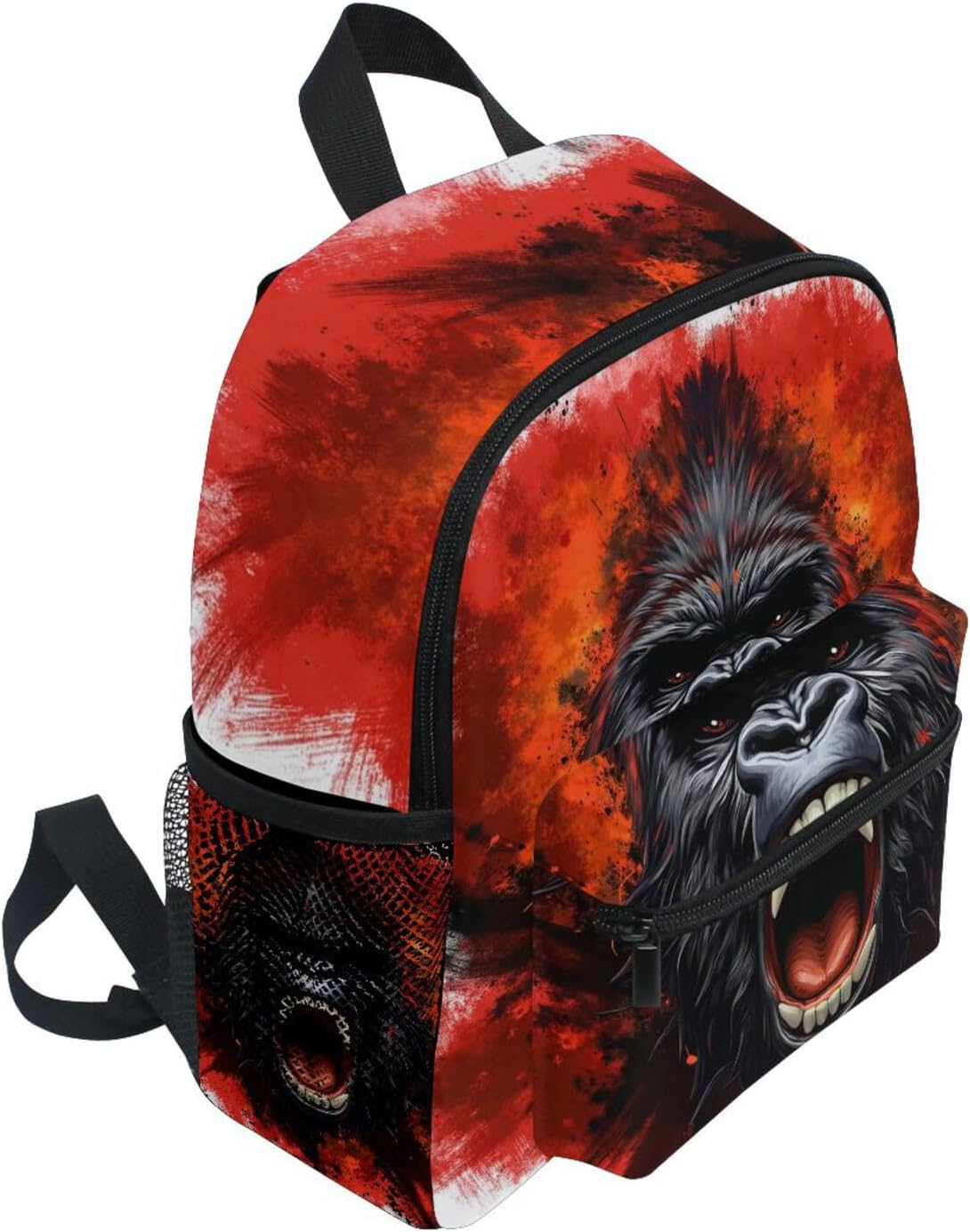 ALAZA Toddler Backpack King Kong Furious Kids Backpack for Boys Girls Schoolbag Kindergarten Children Bookbag Preschool Nursery Travel Bag with Chest Clip, White, Small, Daypack Backpacks image number 4