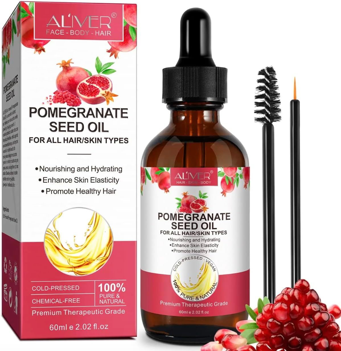Pomegranate Seed Oil &ndash; Cold Pressed & Natural | Plant-Based Skincare & Scalp Moisturizer | Lightweight Botanical Oil for Hair & Skin &ndash; 60Ml image number 1