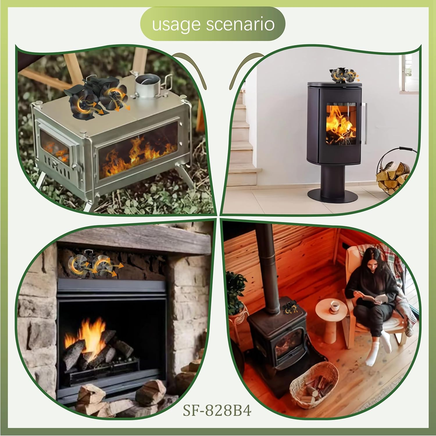 FUTURESUN Elegant Heat Powered Eco Stove Fan with Powerful Twin 4-Blades & Dual Motors Eco Self-Powered & Silent Operation for Fireplace/Bbq/Wood/Pellet/Log Burners &ndash; No Batteries/Electricity Required