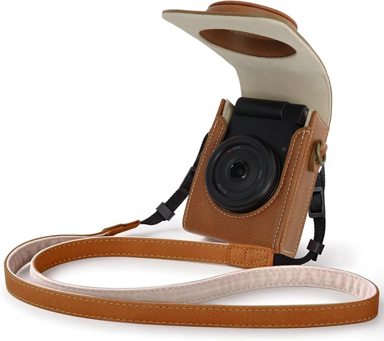 Rieibi Camera Case for Sony Zv1F/Zv1/Ricoh GR Iv/Iiix/Ricoh III Ii/Fujifilm X-Half/X-Hf1/Panasonic LX9 LX10 Lx15/Canon G7X III / G7X II / SX740 HS- Camera Bag with Strap - Black (Case Only)