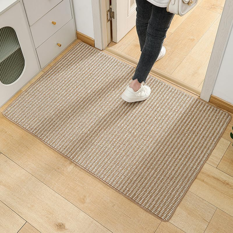 PCSWEET HOME Indoor Door Mat 60 X 90Cm Non-Slip Entryway Rugs Washable Entrance Doormat for Front Porch Bathroom Kitchen Bedroom Absorbent Dirt Resistant Low Profile Floor Mats, White/Grey