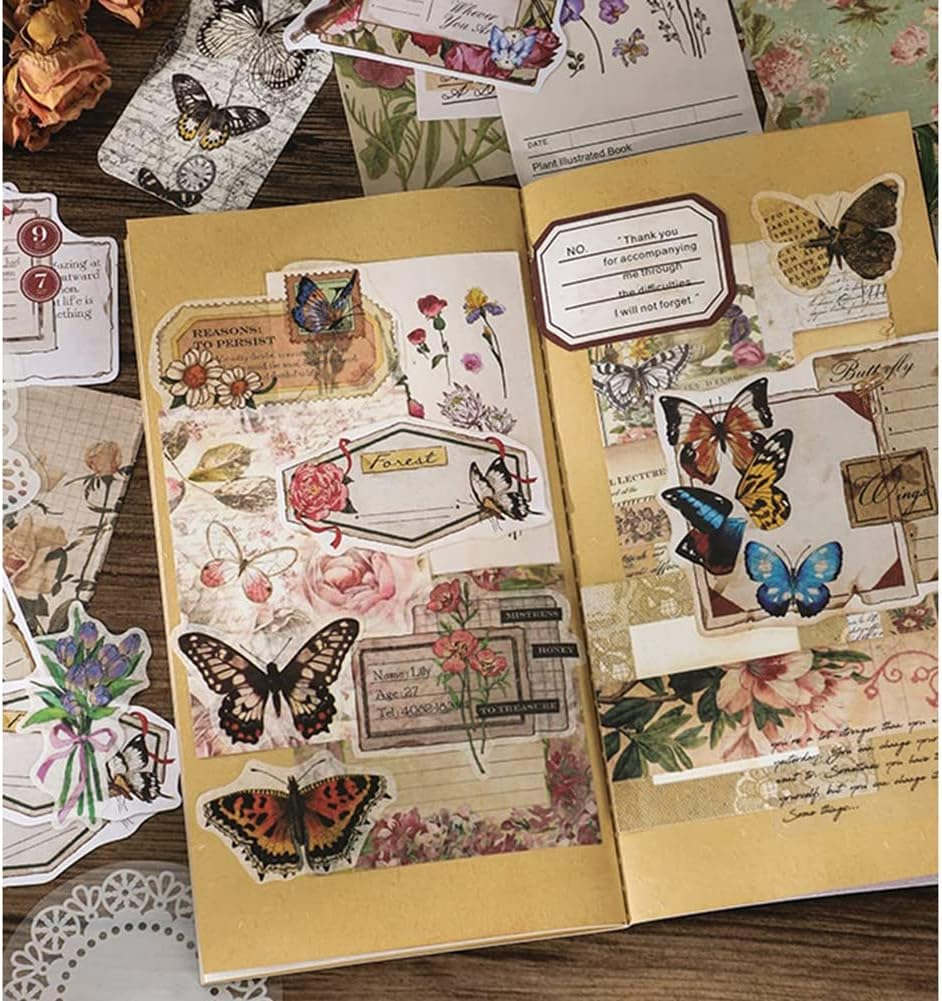 Zicojia 260Pc Vintage Scrapbook Supplies Aesthetic Scrapbook Stickers for Journaling,Gift Wrapping Cottage Decor Collage Craft B image number 1