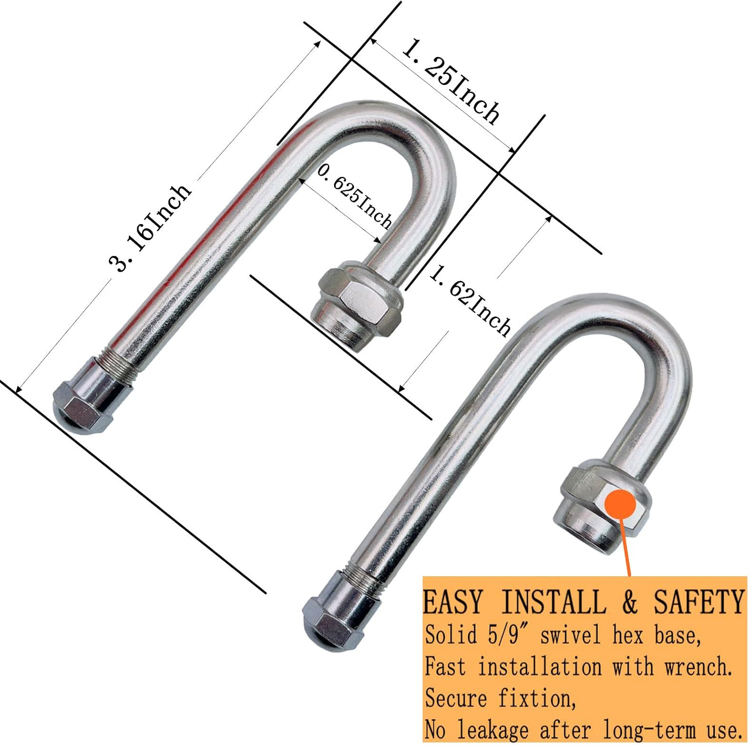 VOTNMIC Dually Valve Stem Extenders,2Pieces 180 Degree Heavey Duty Universal Metal Valve Stem Extensions for for Truck Tires, RV Tires, Motorhome, Coach, Pickup, Motorcycle, Bike, Trailers image number 5