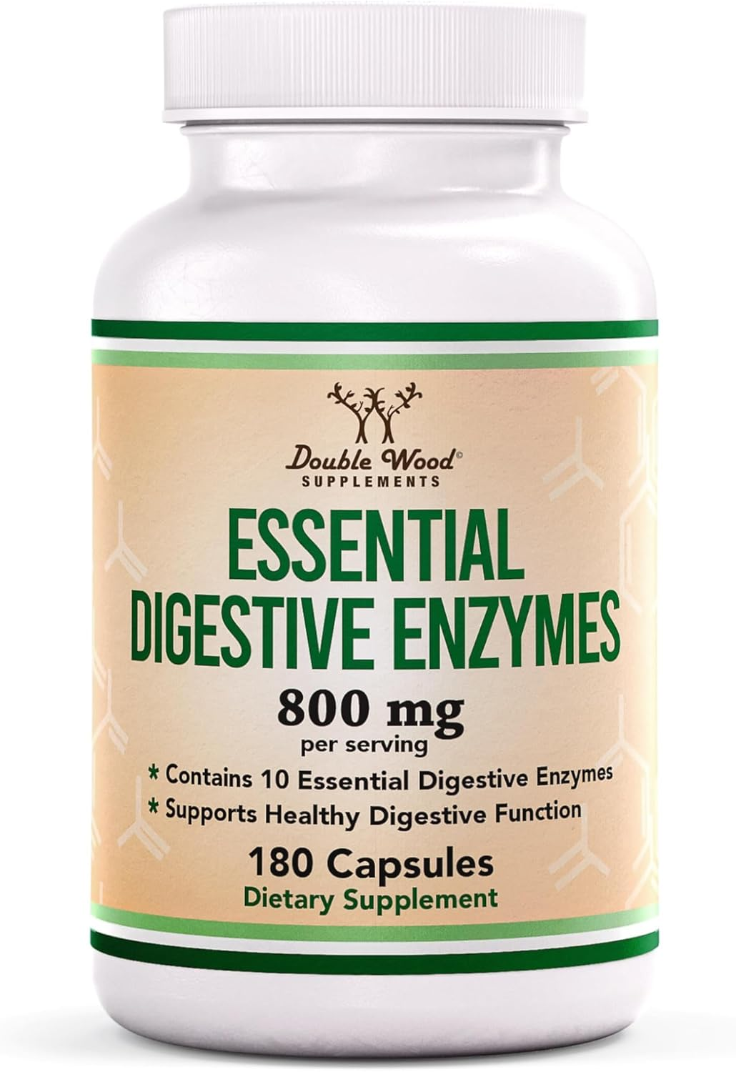 Digestive Enzymes - 800Mg Blend of All 10 Most Essential Digestive and Pancreatic Enzymes (Amylase, Lipase, Bromelain, Lactase, Papain, Protease, Cellulase, Maltase, Invertase) by Double Wood image number 1