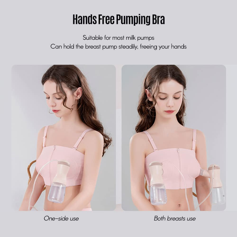 Hands Free Pumping Bra Adjustable Cotton Breast Pump Bra No Steel Ring Nursing Bra image number 3
