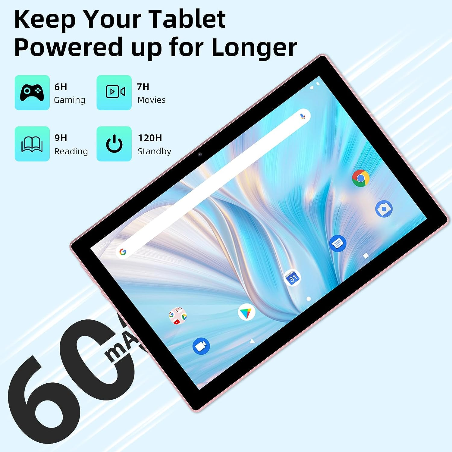 10 Inch Tablet 2 in 1 Tablets 10" Android 14 Tablets 8GB+64GB with Keyboard and Case Mouse Stylus Tableta Android Tabletas Computer 10.1 IPS HD Screen 2MP+8MP Dual Camera Wifi-6 BT 6000Mah Battery Tab image number 3