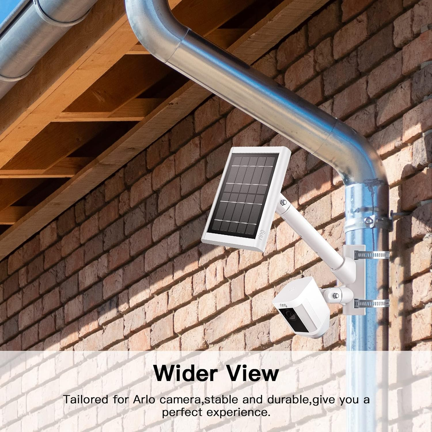 HOLACA 2-In-1 Pole/Railing Mount for Ring Stick up Cam,Ring Spotlight Cam& Solar Panel (White) image number 3