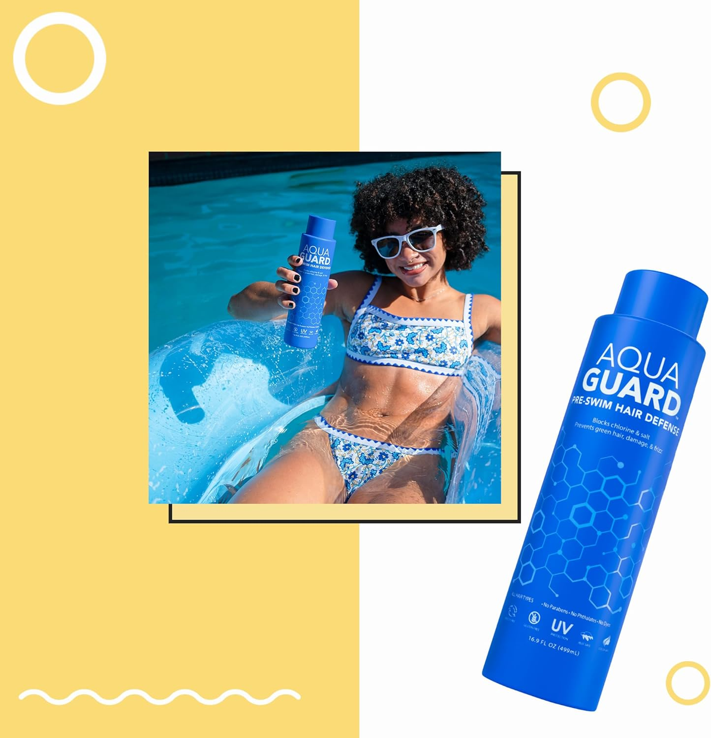 Aquaguard Pre-Swim Hair Defense + UV Leave-In Detangler Swim Hair Care Bundle | Made in California | Prevents Chlorine Damage + Softens Hair While Swimming image number 6