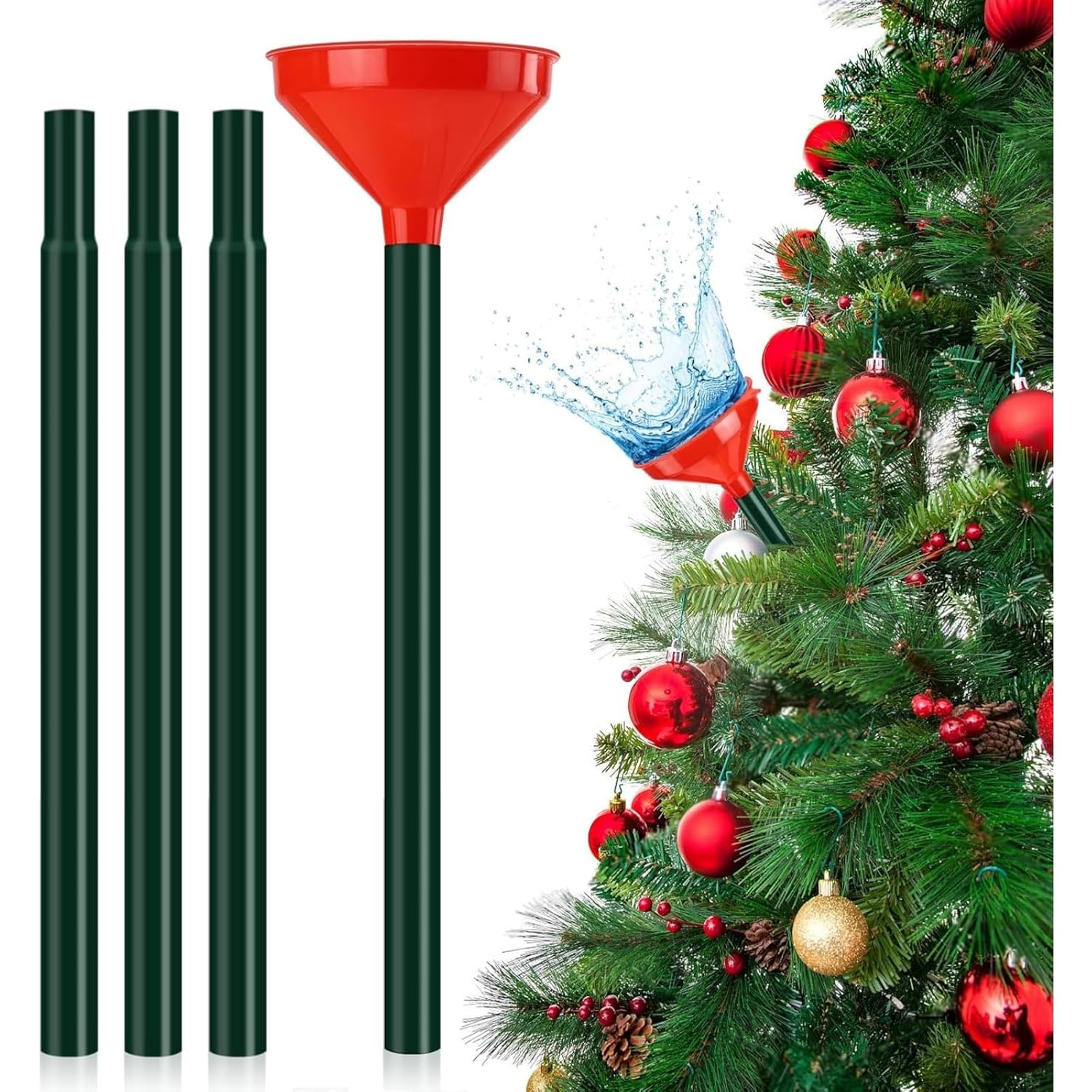 1 Piece 126.5 Cm Christmas Tree Watering Funnel, Stainless Steel Watering System with 11.5 Cm Wide Spout for Indoor and Outdoor Large Trees image number 2
