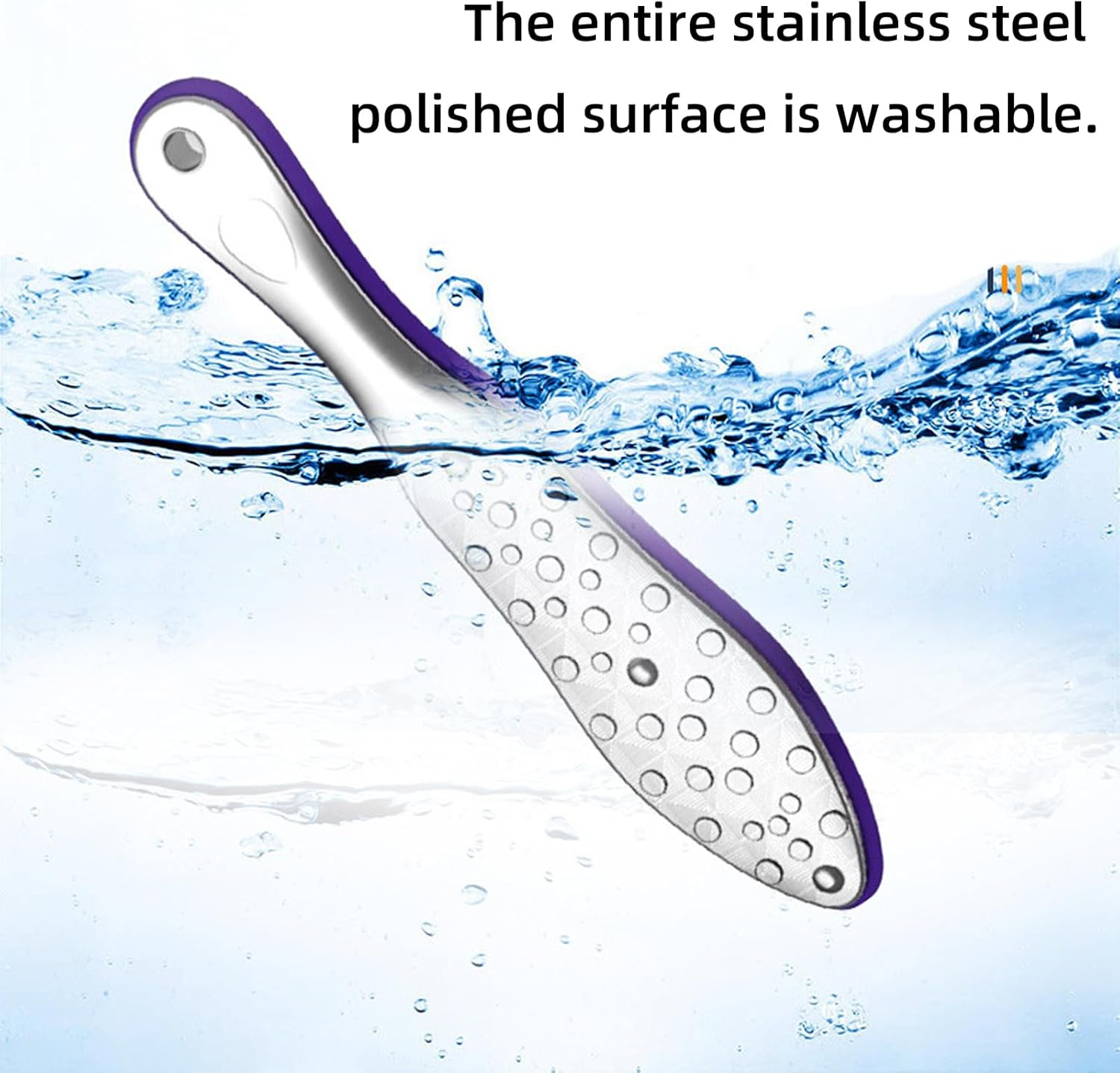 Suytvenxau Foot File Callus Remover - Double Sided Stainless Steel Foot Scrubber with Washable Design for Dead Skin, Horny Skin, Corns, and Cracked Heels, Portable Hanging Hole (Silver)