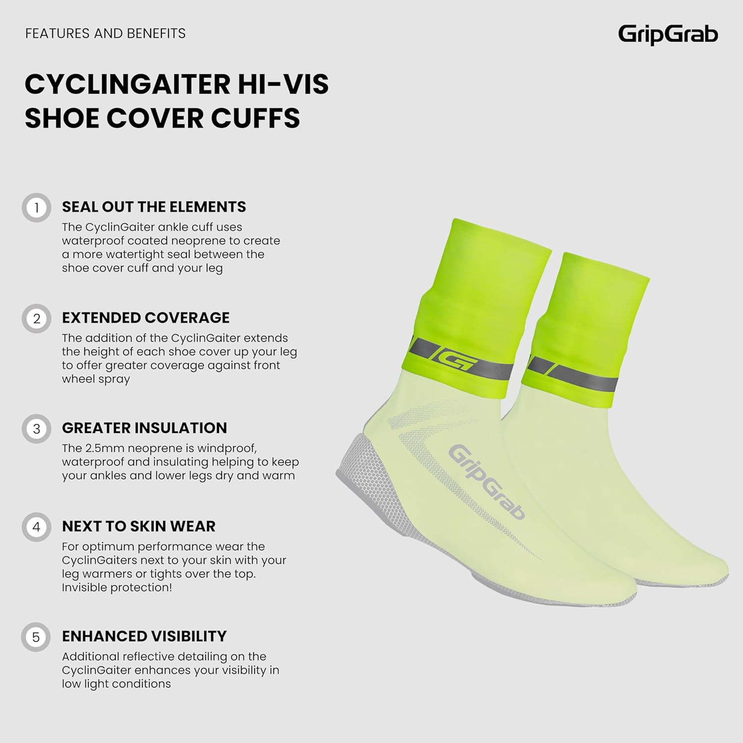 Gripgrab Cyclingaiter Rainy Weather Cycling Overshoes Seal Waterproof Neoprene Ankle Cuffs Road MTB Gravel Shoe Covers image number 3