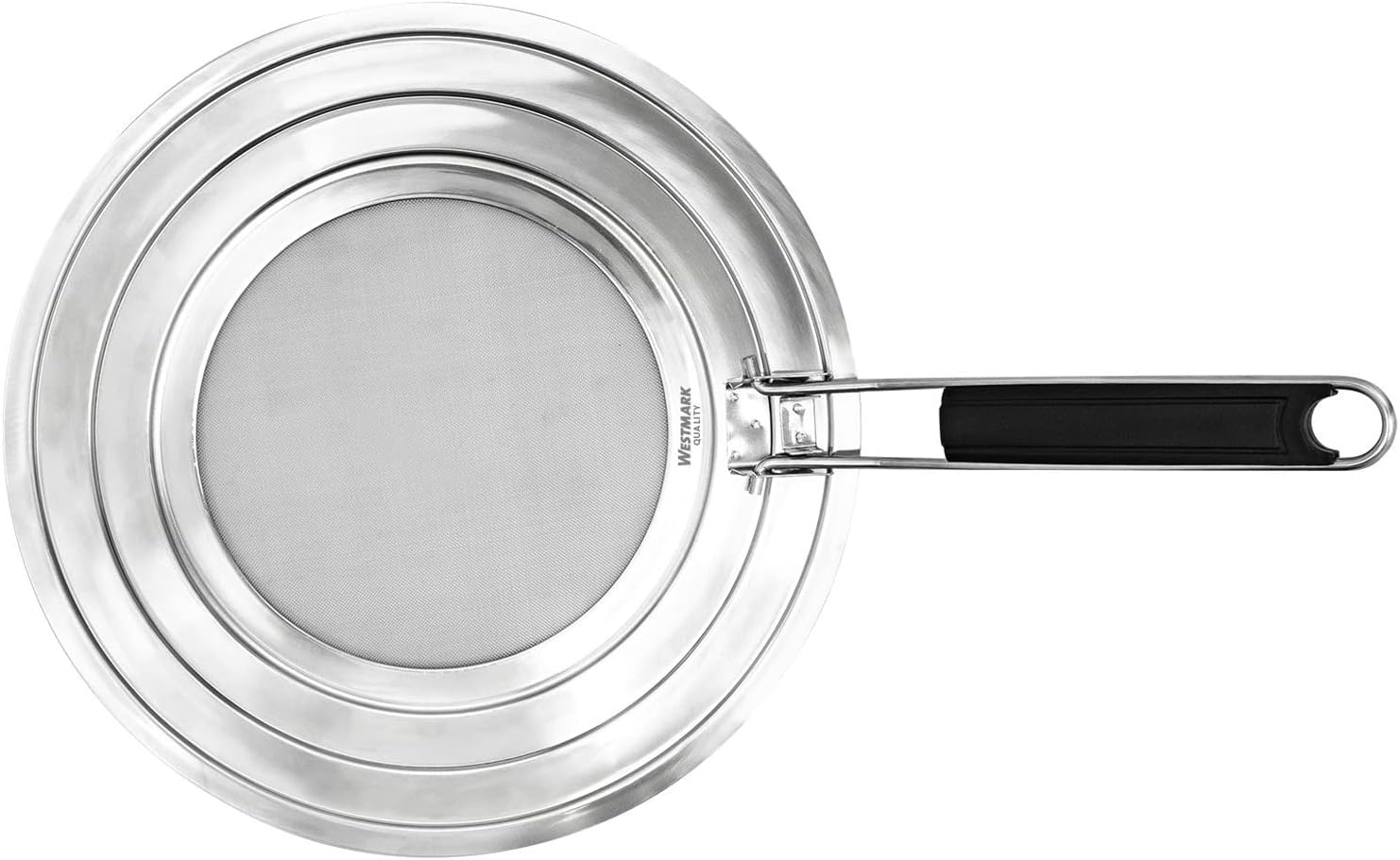 Westmark 12192270 Splash Guard for Pots and Pans with Diameter 20, 24 and 28 Cm, Heat-Insulated Handle, Stainless Steel, Silver/Black image number 4