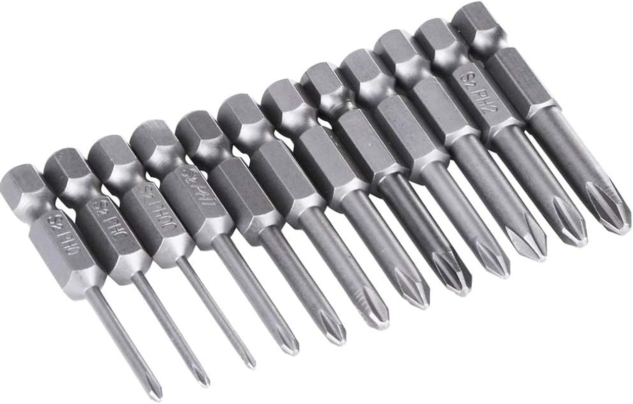 Yakamoz Screwdriver Bits Set, 6Pcs 1/4 Hex Shank Magnetic Cross Phillips Electric Screw Head Screwdriver Bits Set Power Tools | 5.9-Inch Length